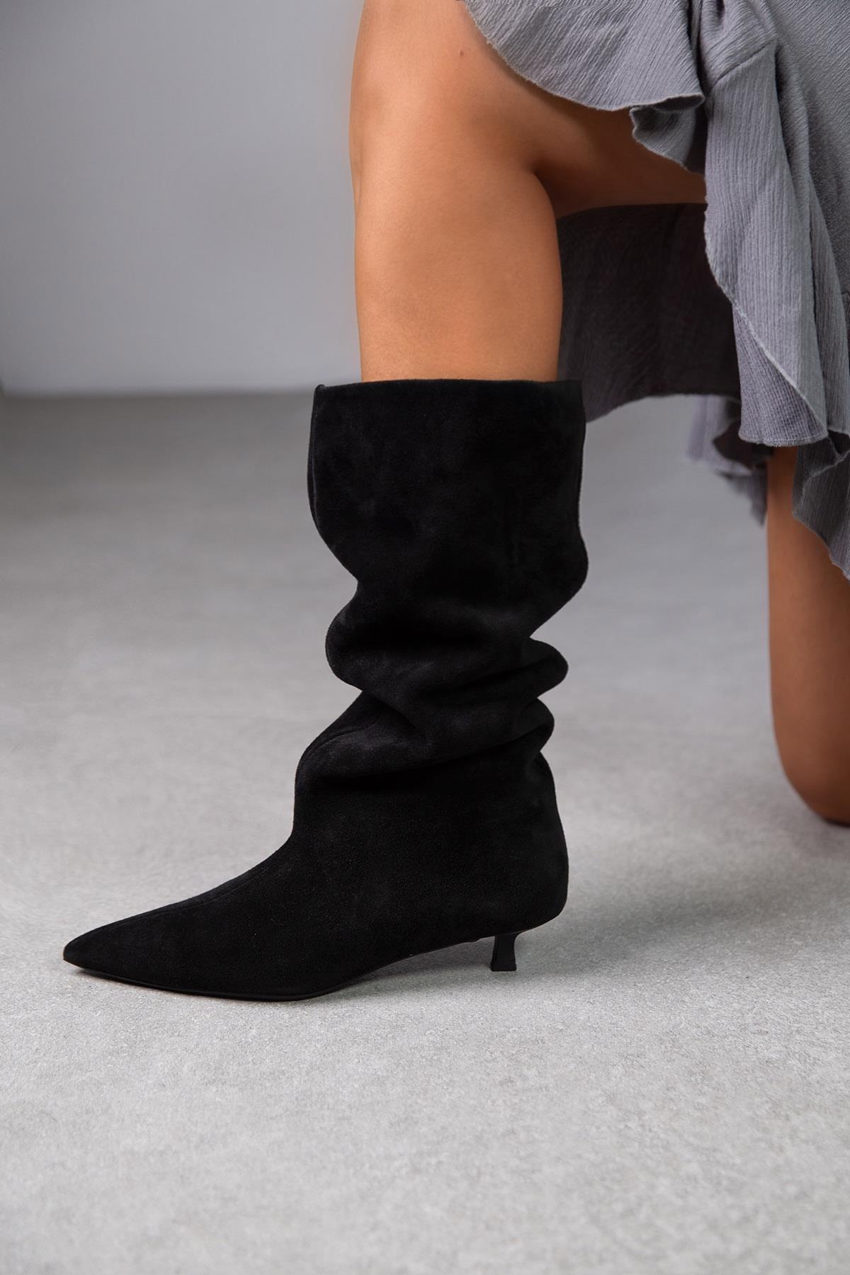 CİTY SİYAH SÜET ÇİZME SİYAH SÜET