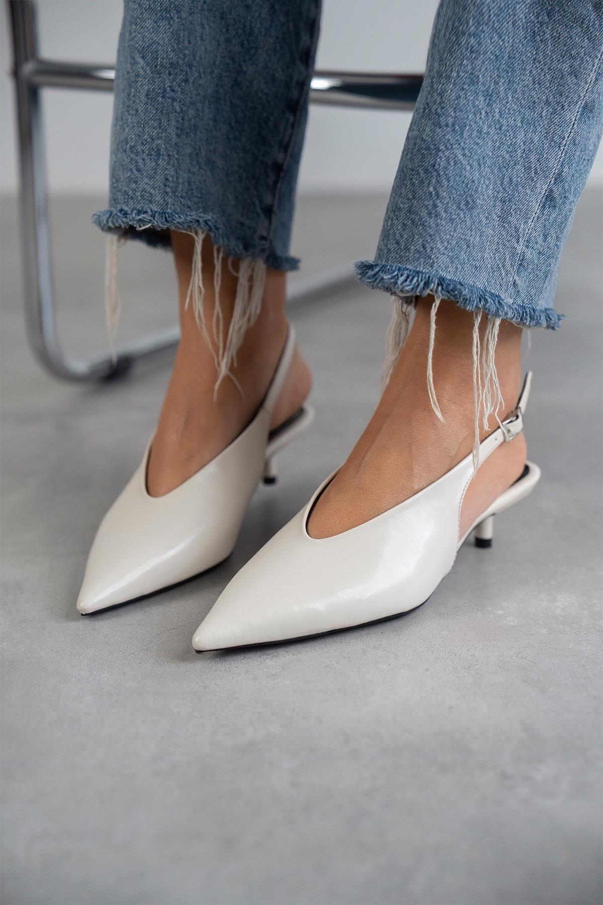 DALİA EKRU DERİ AYAKKABI BEYAZ DERİ