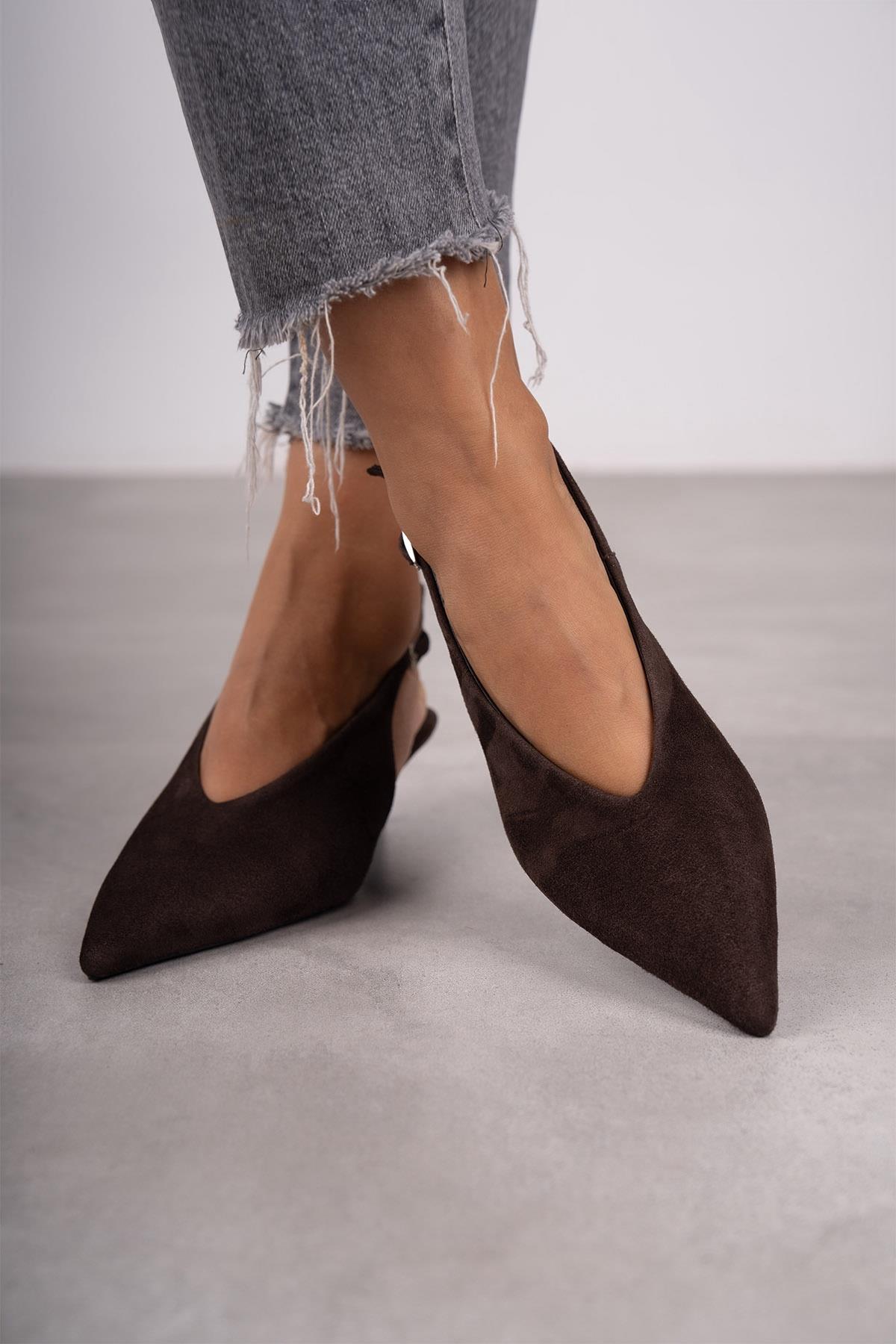 DALİA KOYU KAHVE SÜET HAKİKİ AYAKKABI KAHVE