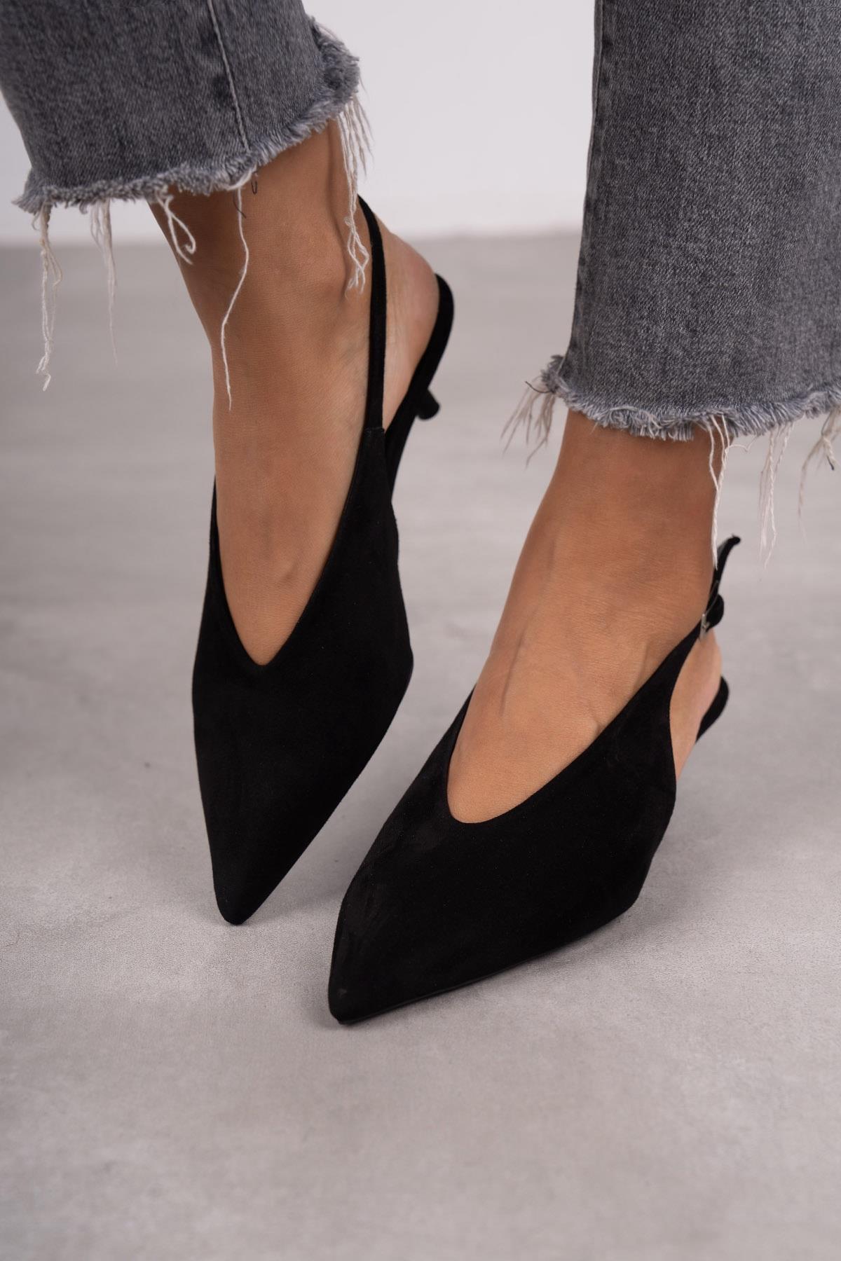 DALİA SİYAH SÜET HAKİKİ AYAKKABI SİYAH SÜET