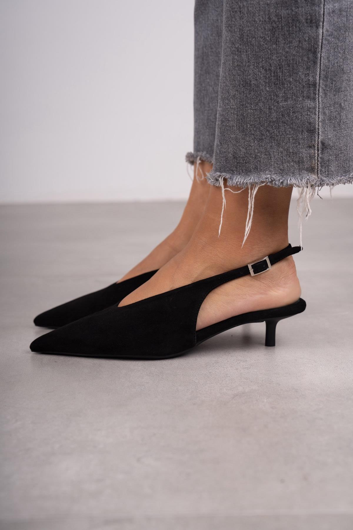 DALİA SİYAH SÜET HAKİKİ AYAKKABI SİYAH SÜET