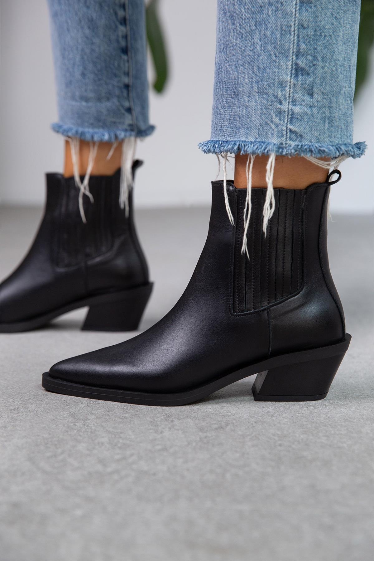 DEEP SİYAH DERİ KOVBOY SİYAH DERİ