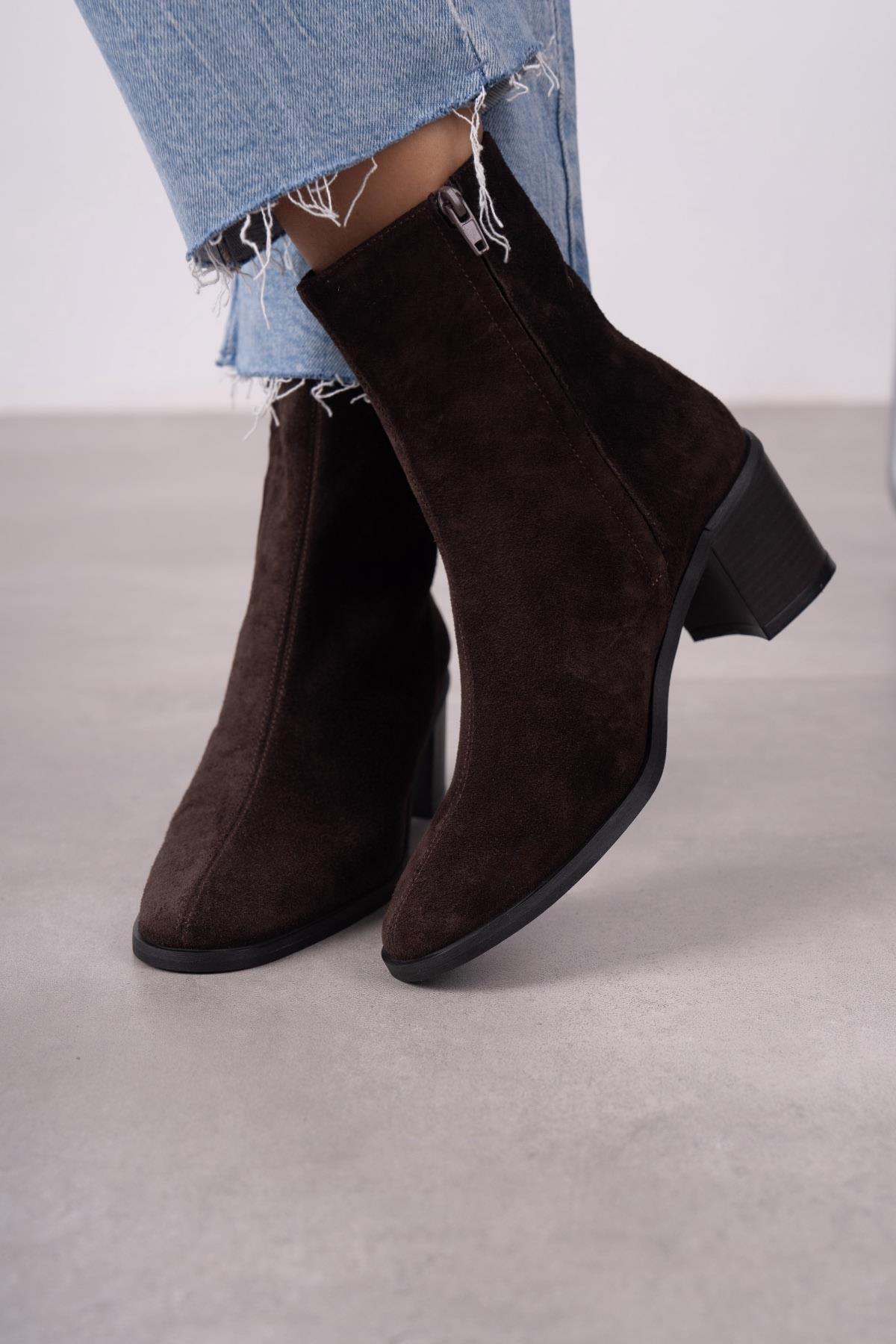 ELENOR KOYU KAHVE SÜET BOT KAHVE