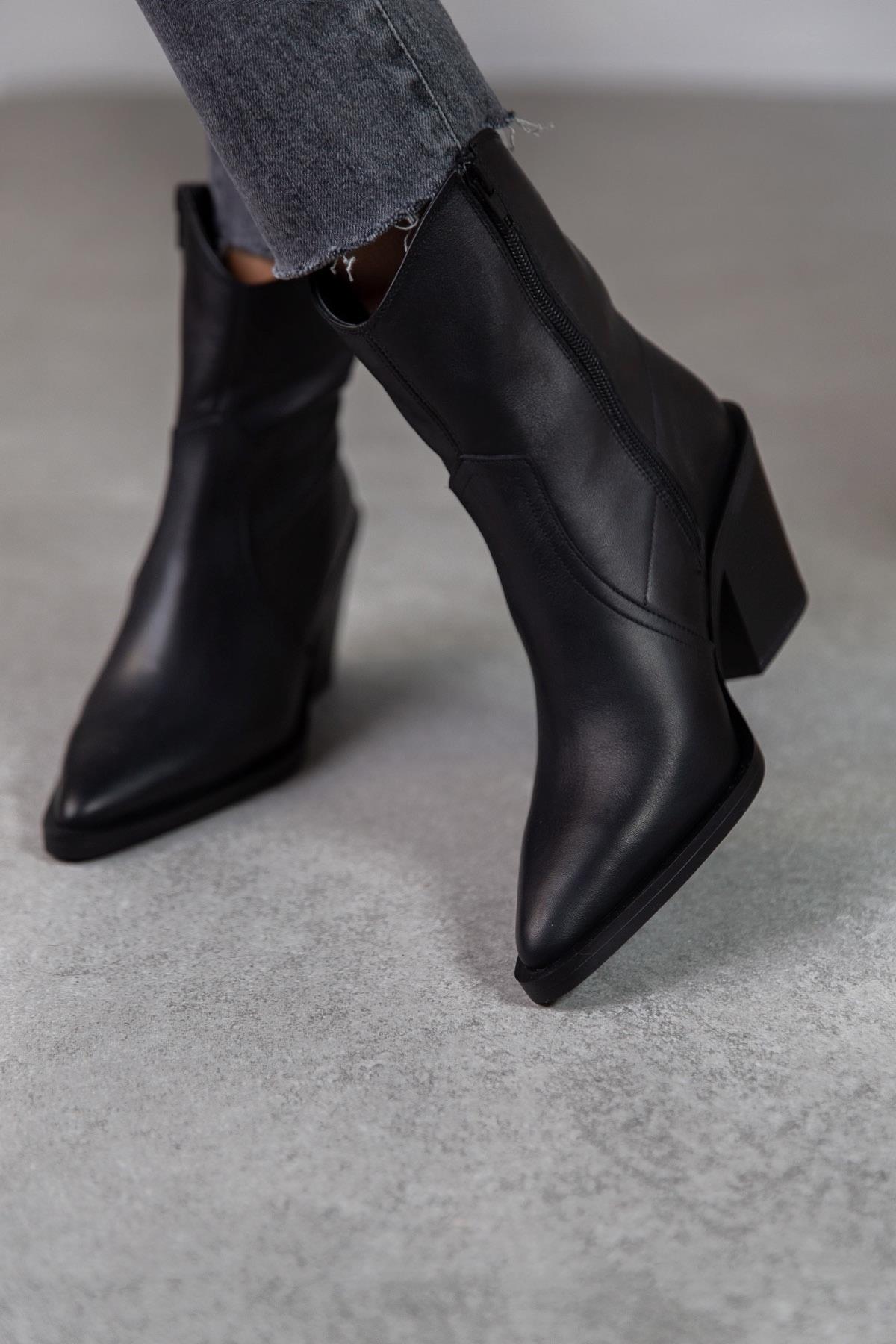 ESCAPE SİYAH DERİ KOVBOY SİYAH