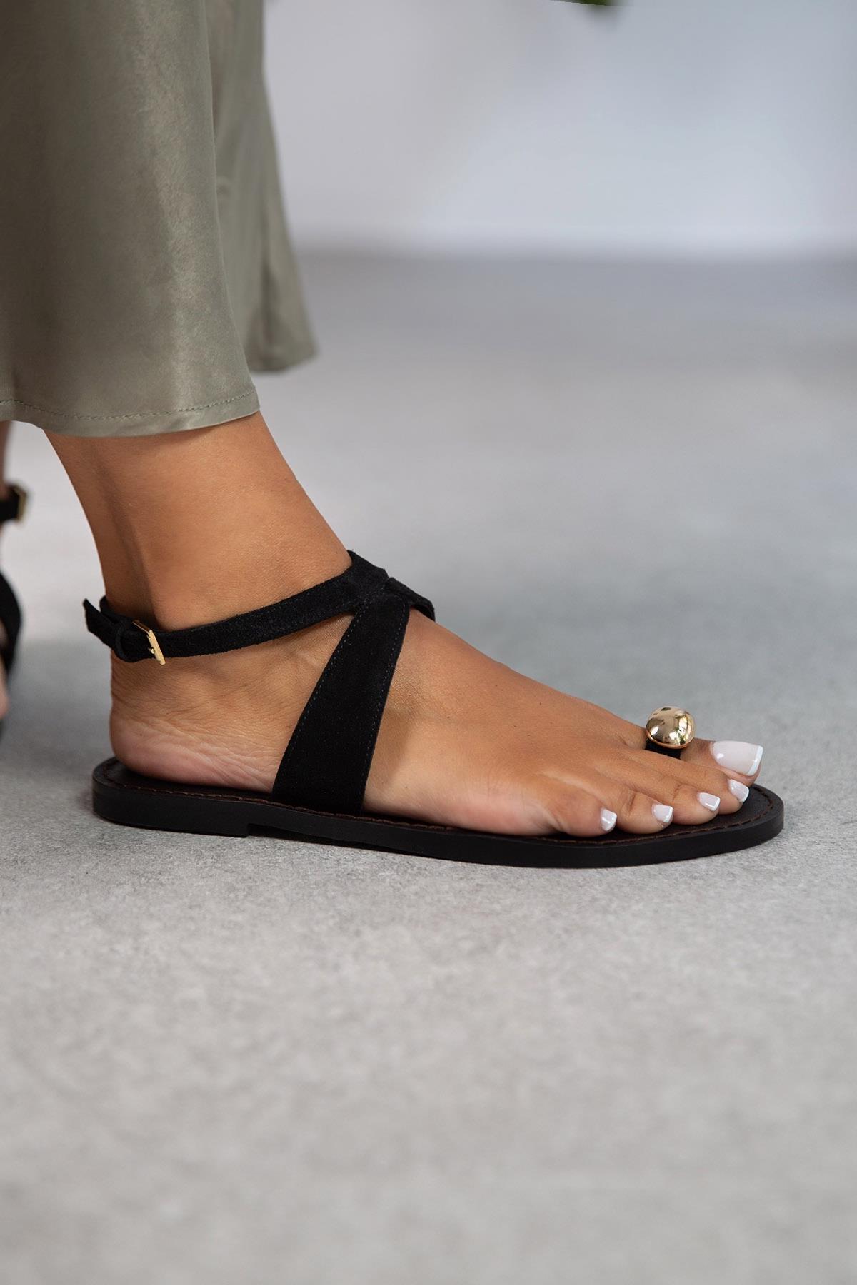 ESTEL SİYAH SÜET SANDALET SİYAH