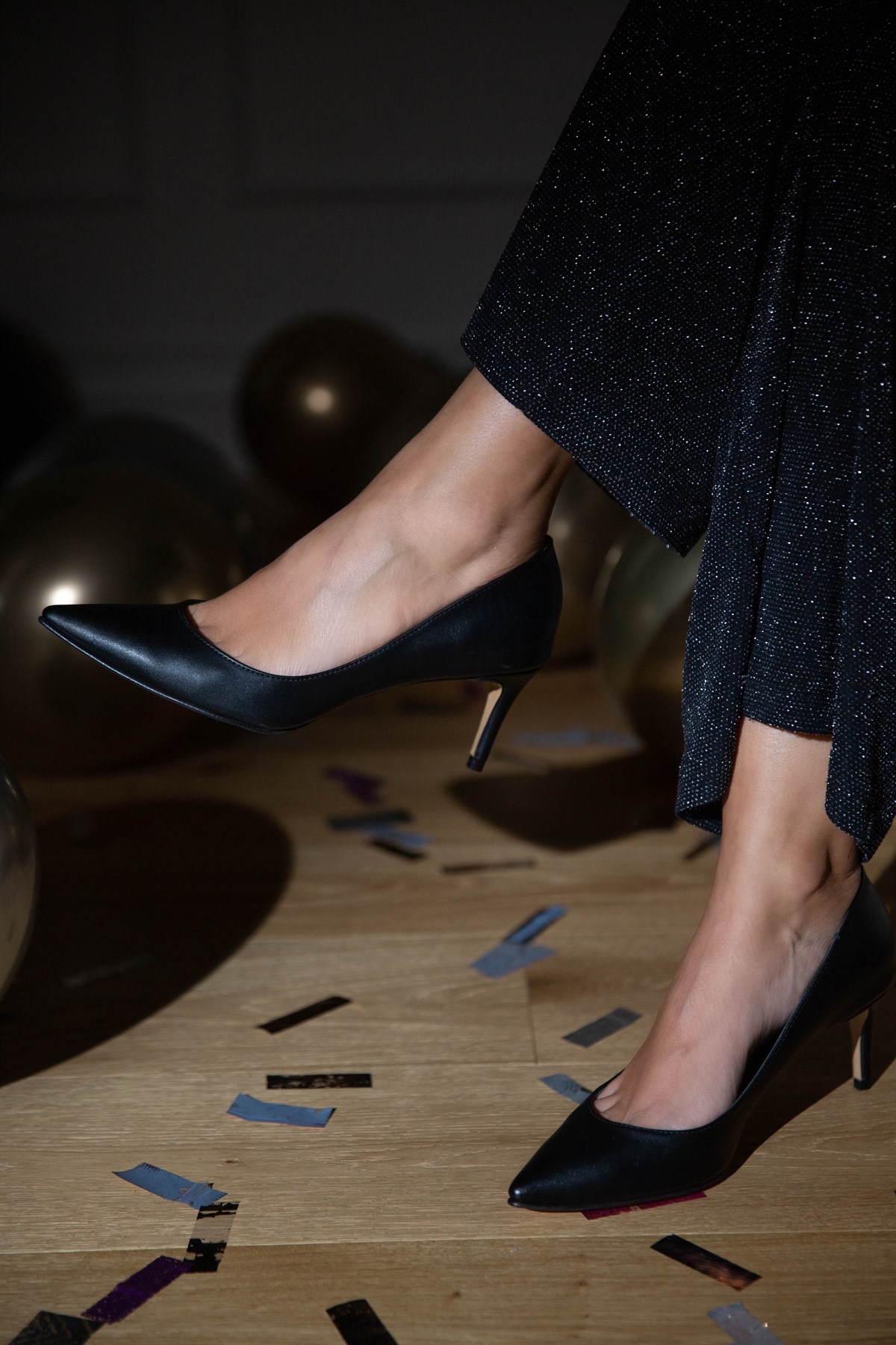 EVA SİYAH MAT DERİ STİLETTO SİYAH DERİ