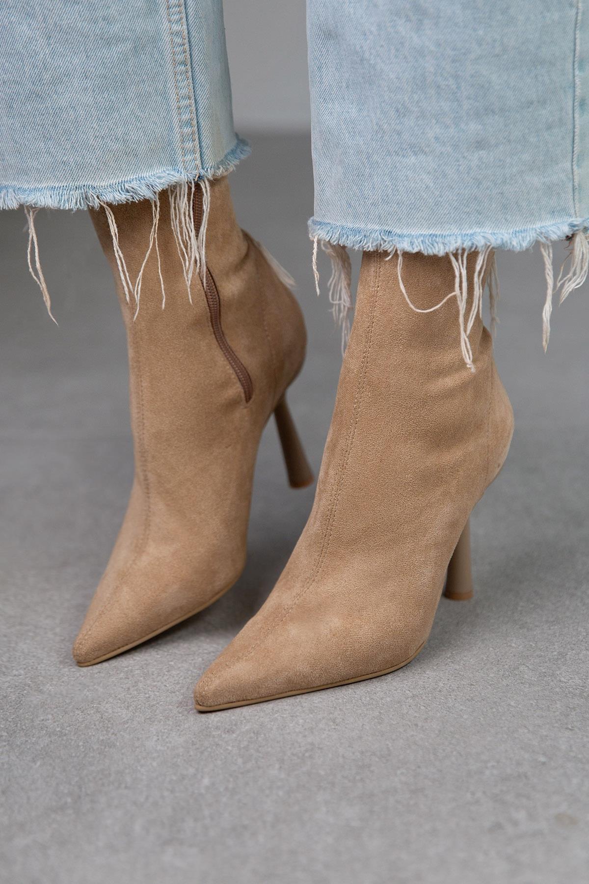 FALL STREÇ BEJ SÜET BOT BEJ