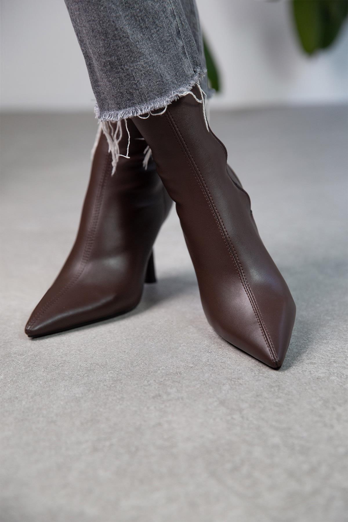 FALL STREÇ KAHVE DERİ BOT KAHVE