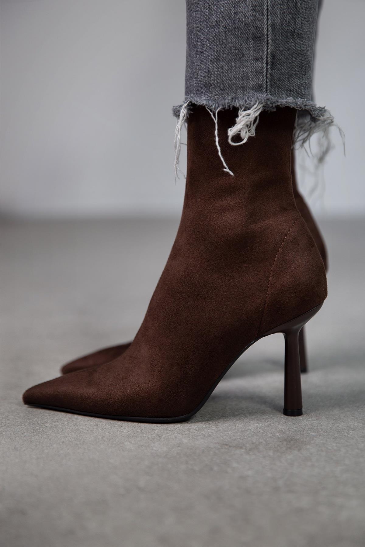 FALL STREÇ KOYU KAHVE SÜET BOT KAHVE