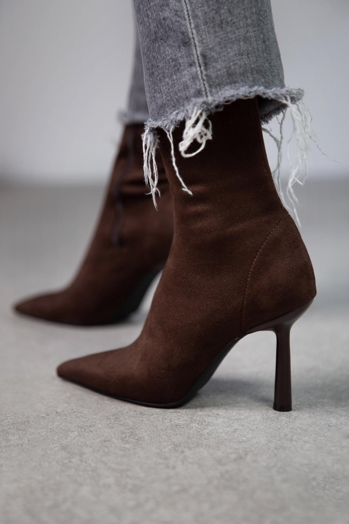 FALL STREÇ KOYU KAHVE SÜET BOT KAHVE