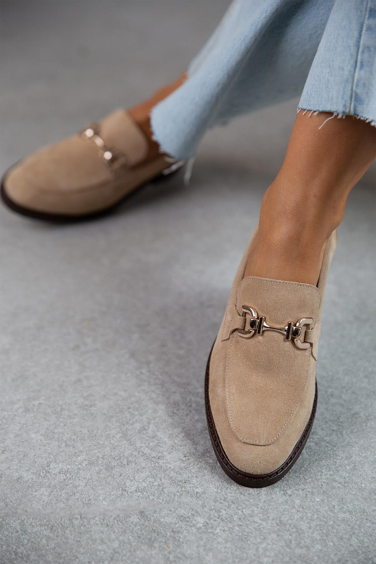 JİLL BEJ SÜET LOAFER BEJ