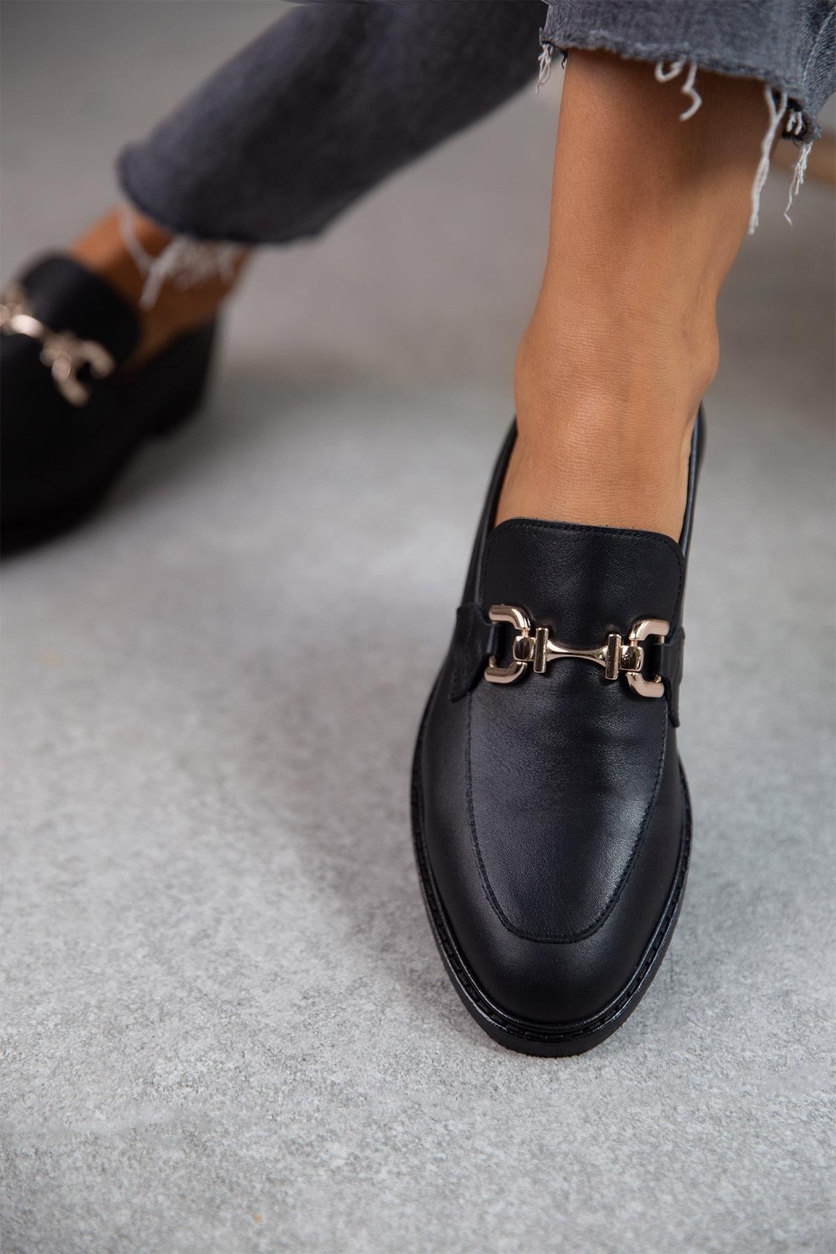 JİLL SİYAH DERİ LOAFER SİYAH