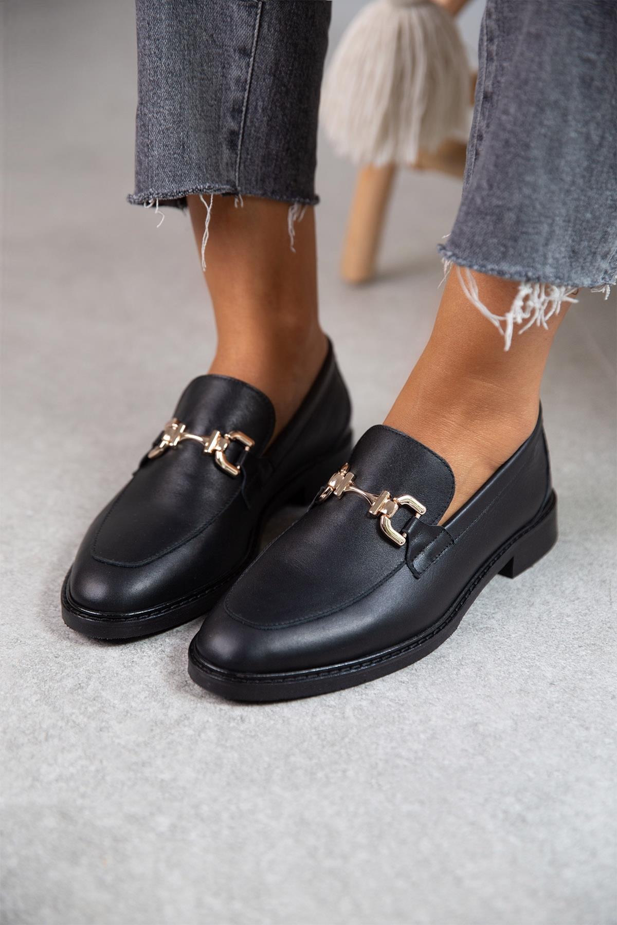 JİLL SİYAH DERİ LOAFER SİYAH
