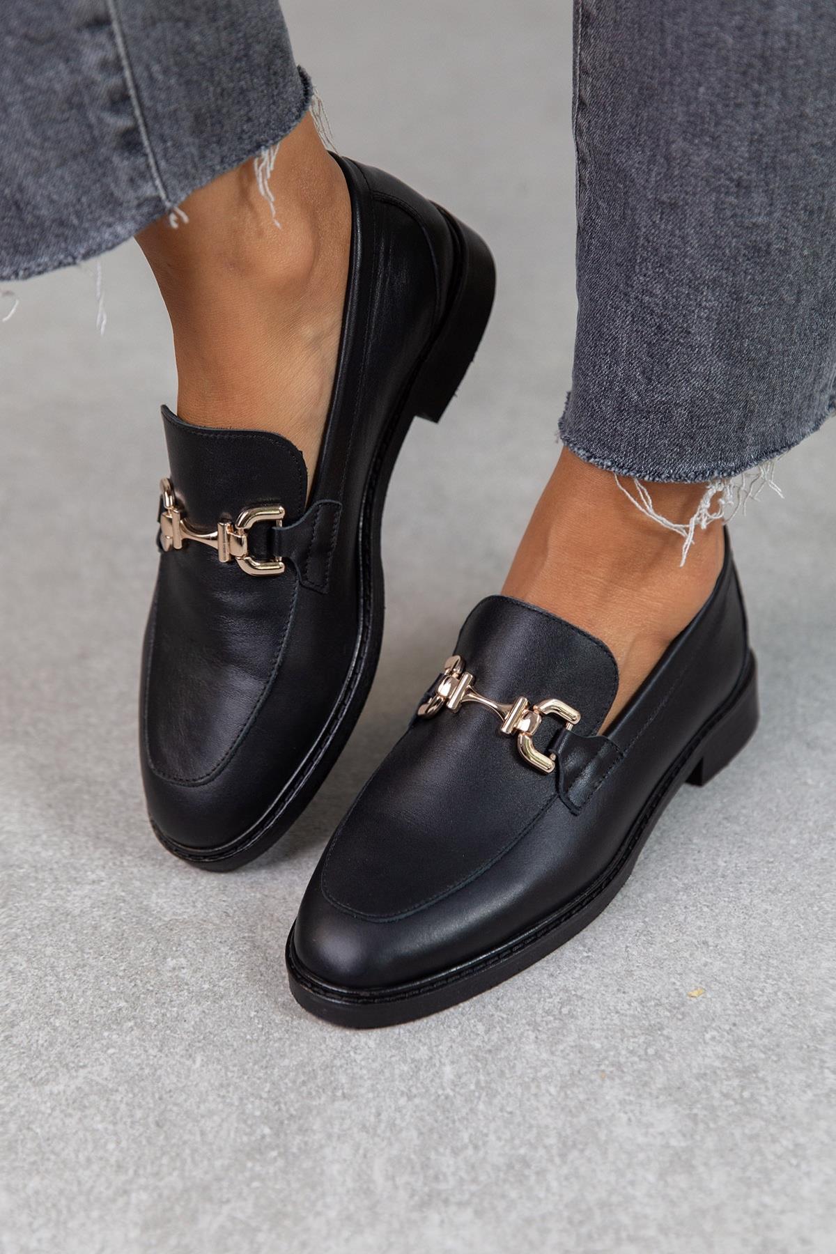 JİLL SİYAH DERİ LOAFER SİYAH