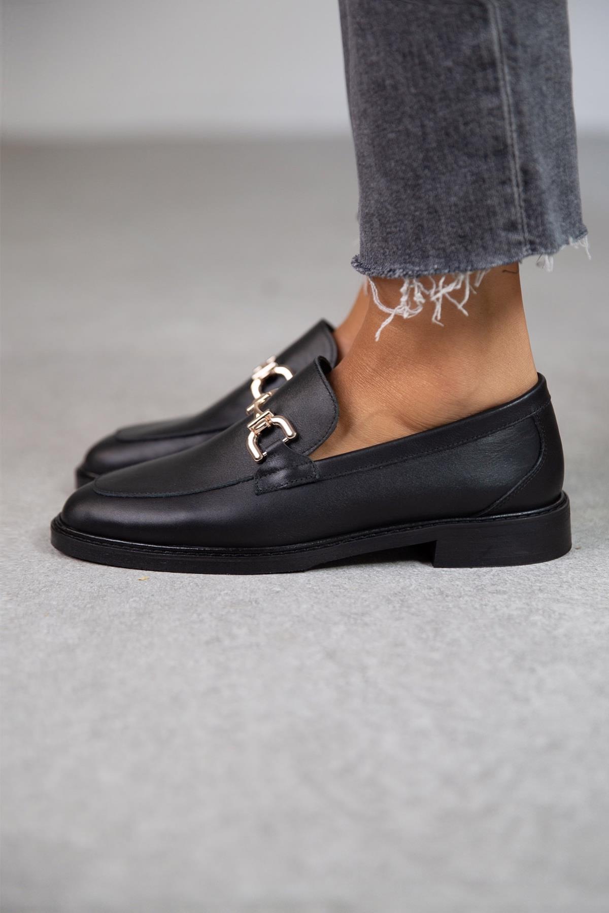 JİLL SİYAH DERİ LOAFER SİYAH