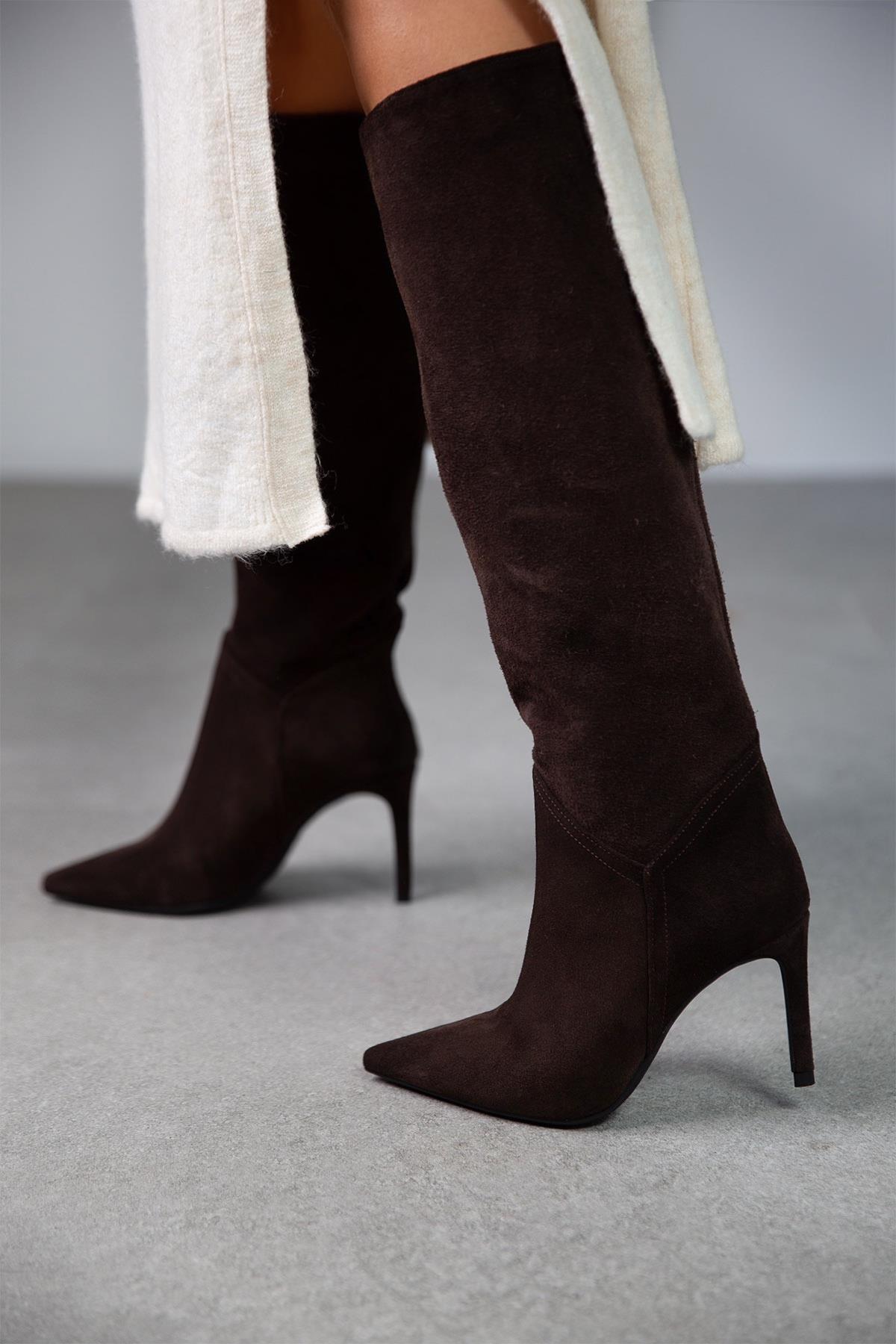 KİSS KOYU KAHVE SÜET ÇİZME KAHVE