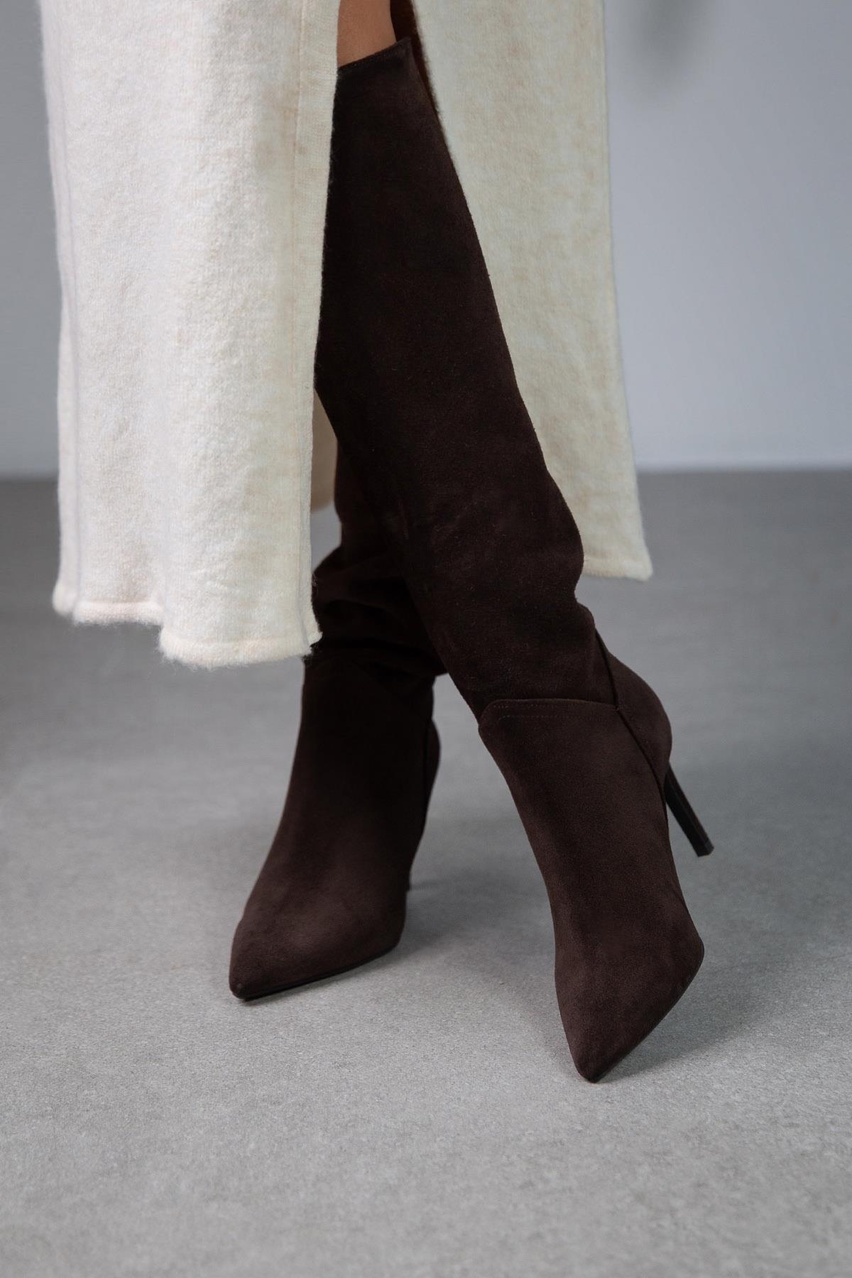 KİSS KOYU KAHVE SÜET ÇİZME KAHVE