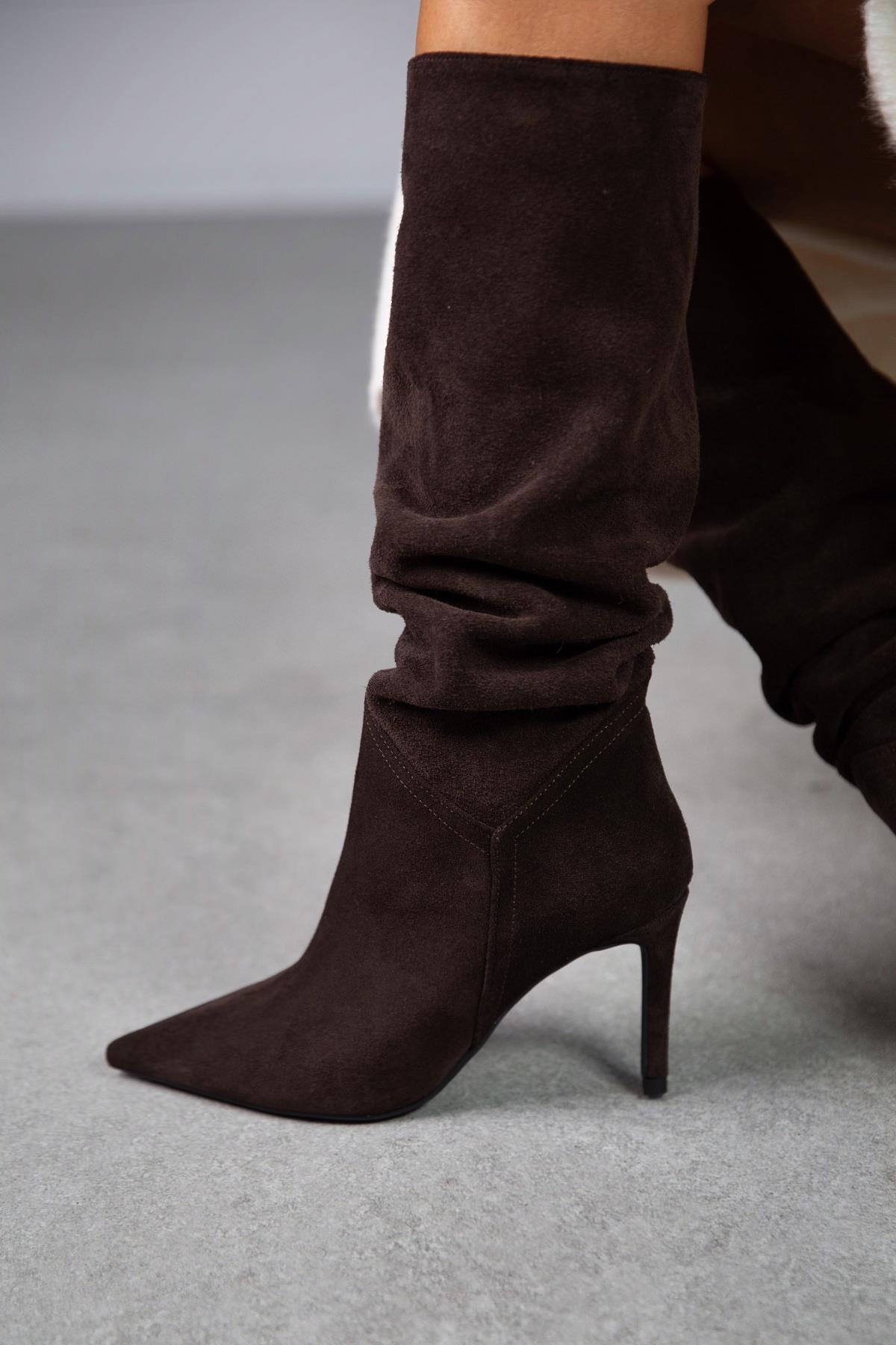 KİSS KOYU KAHVE SÜET ÇİZME KAHVE