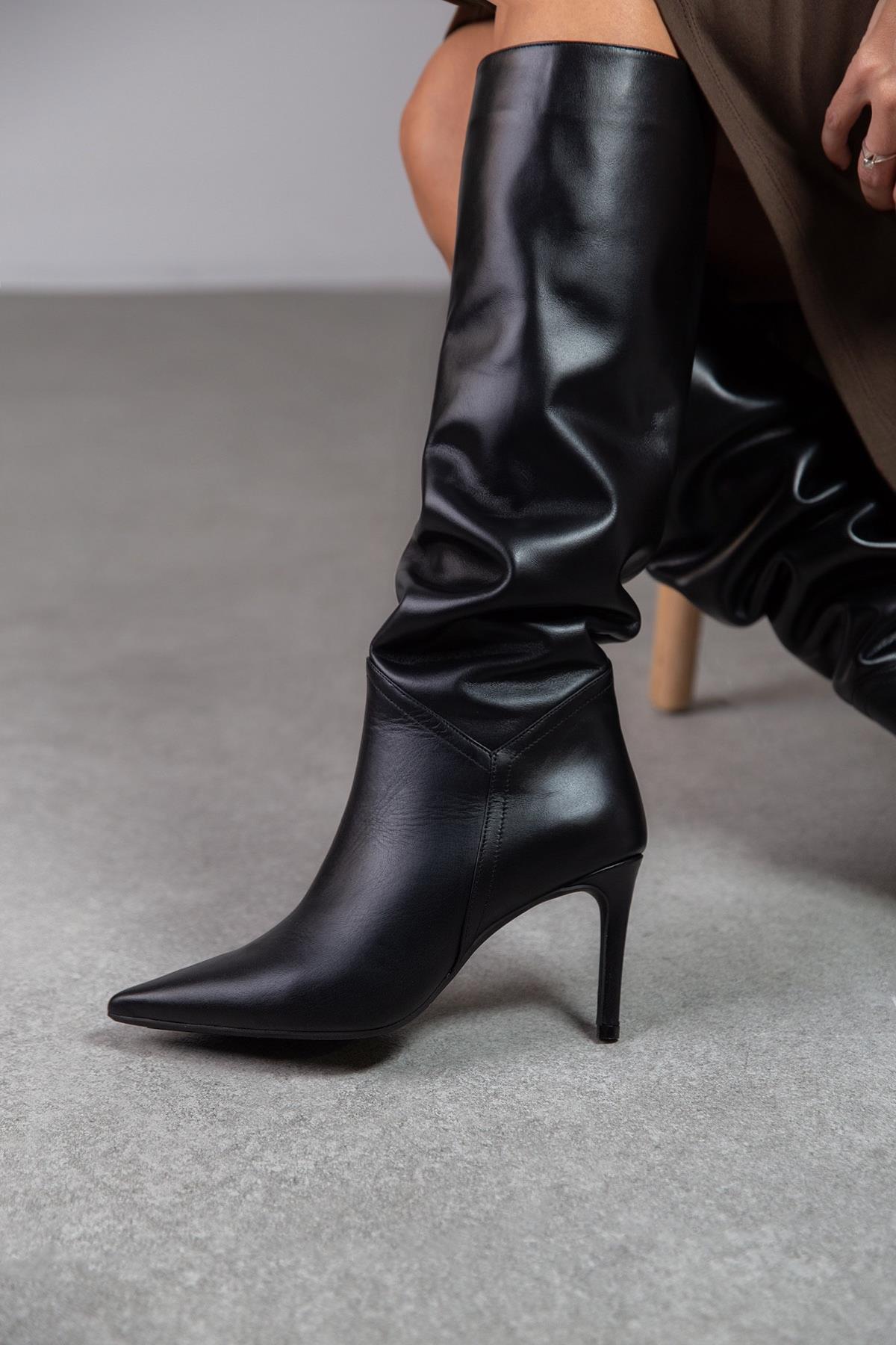 KİSS SİYAH DERİ ÇİZME SİYAH