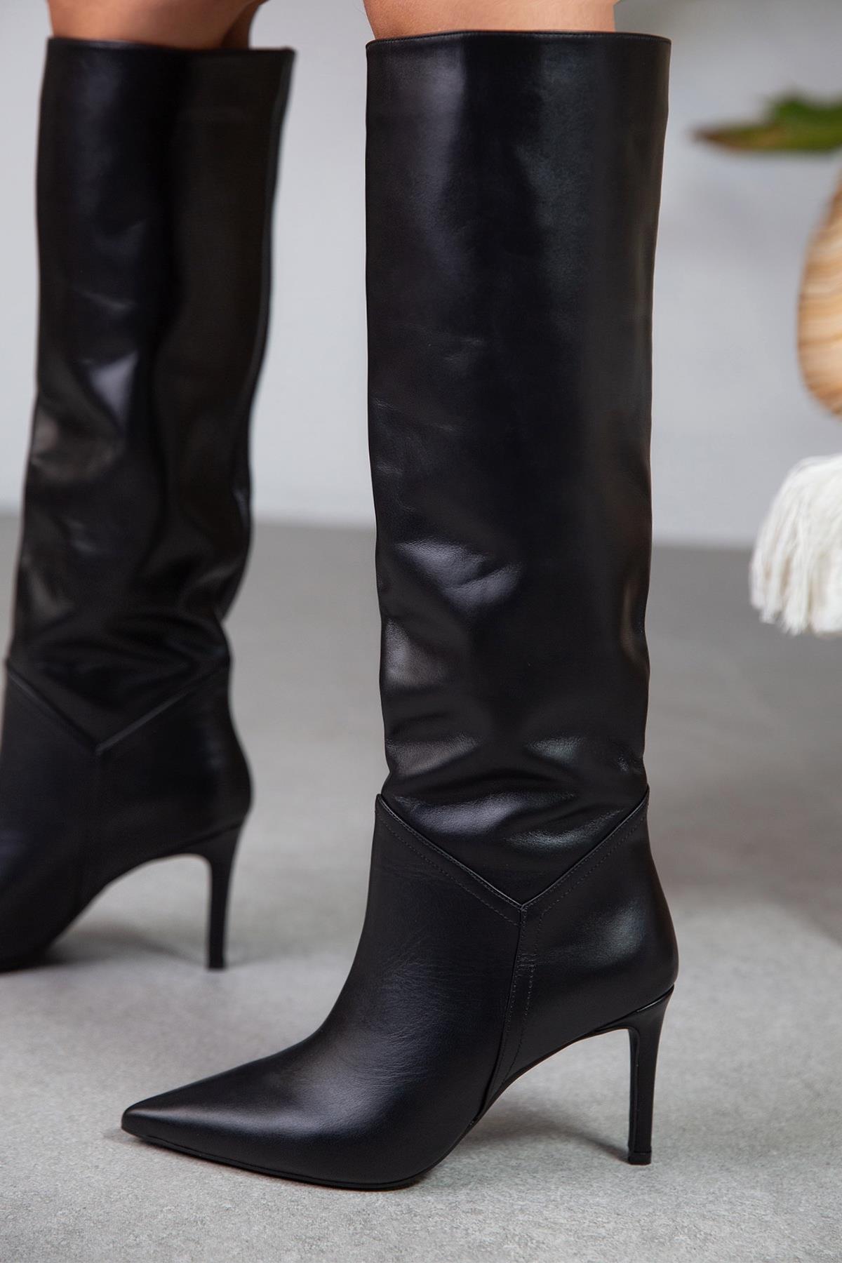 KİSS SİYAH DERİ ÇİZME SİYAH