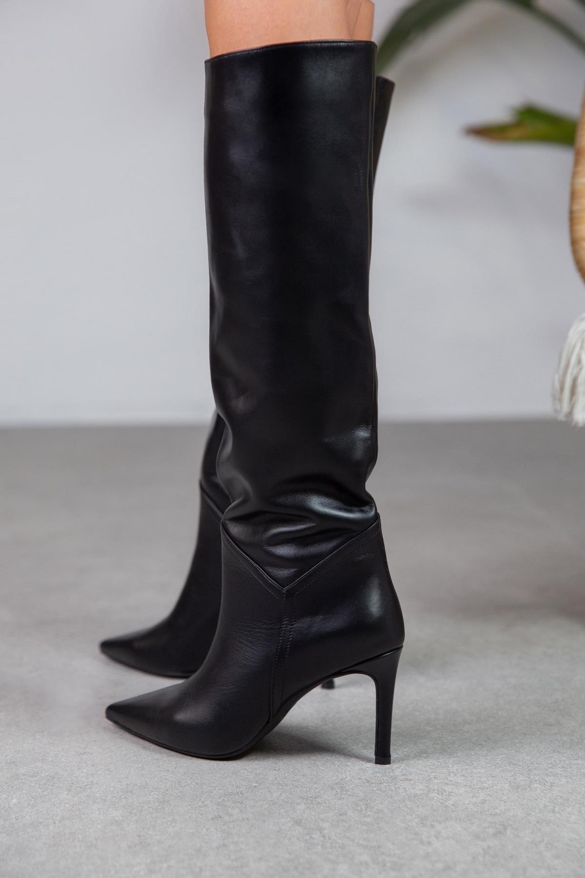 KİSS SİYAH DERİ ÇİZME SİYAH