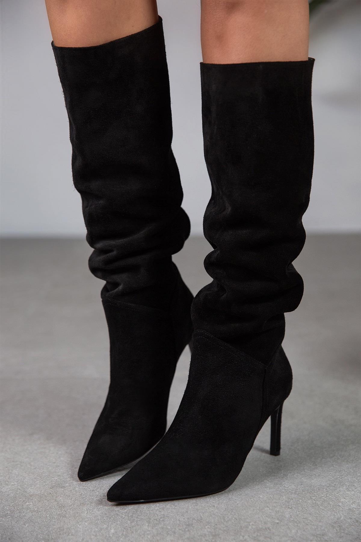 KİSS SİYAH SÜET ÇİZME SİYAH