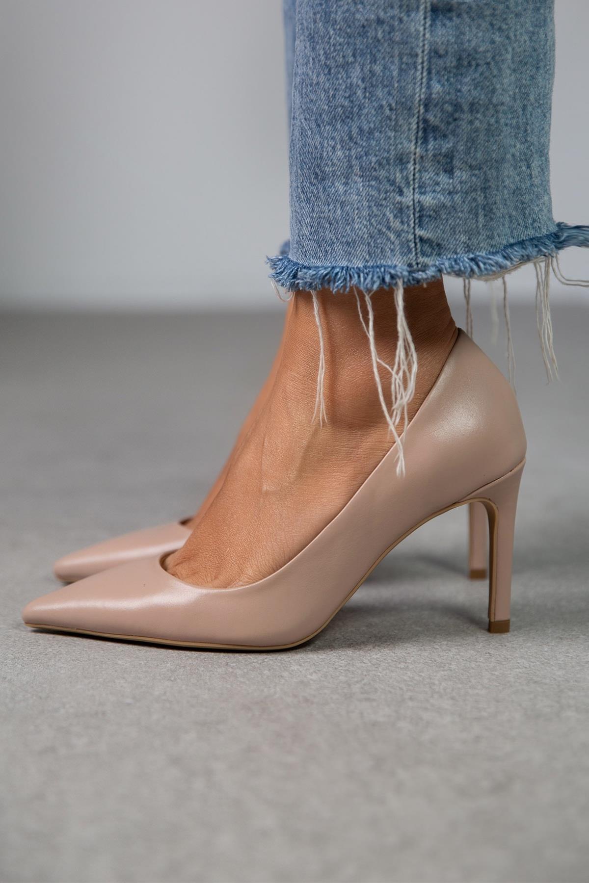 LARA TEN DERİ HAKİKİ DERİ STİLETTO TEN DERİ