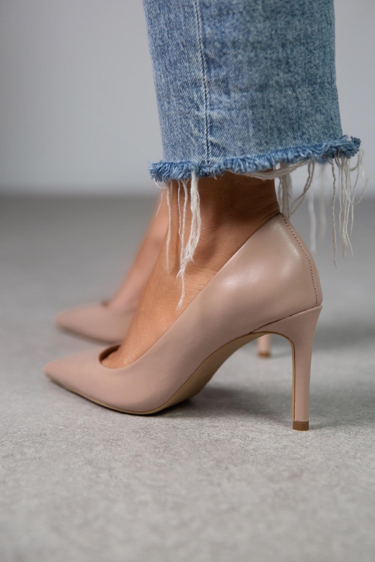 LARA TEN DERİ HAKİKİ DERİ STİLETTO TEN DERİ