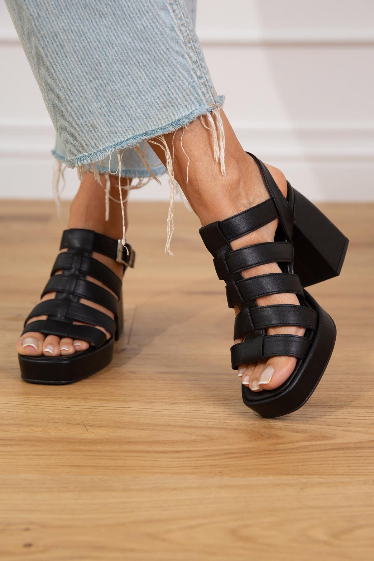 LEXA SİYAH DERİ SANDALET SİYAH