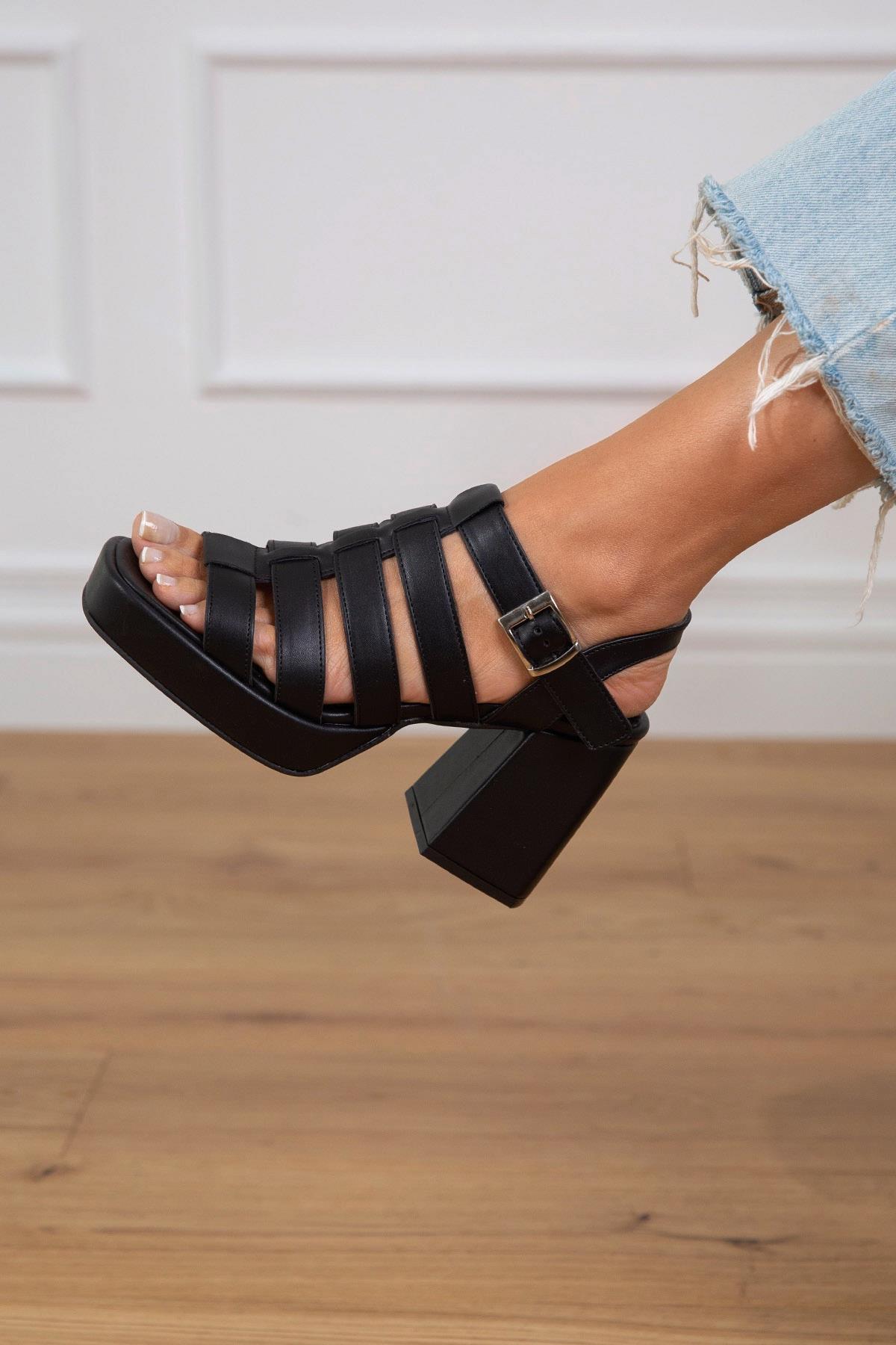 LEXA SİYAH DERİ SANDALET SİYAH