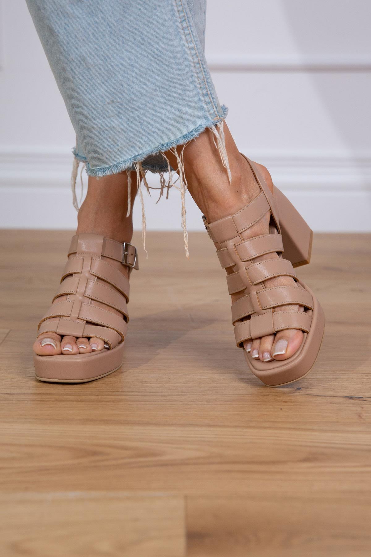 LEXA TEN DERİ SANDALET TEN