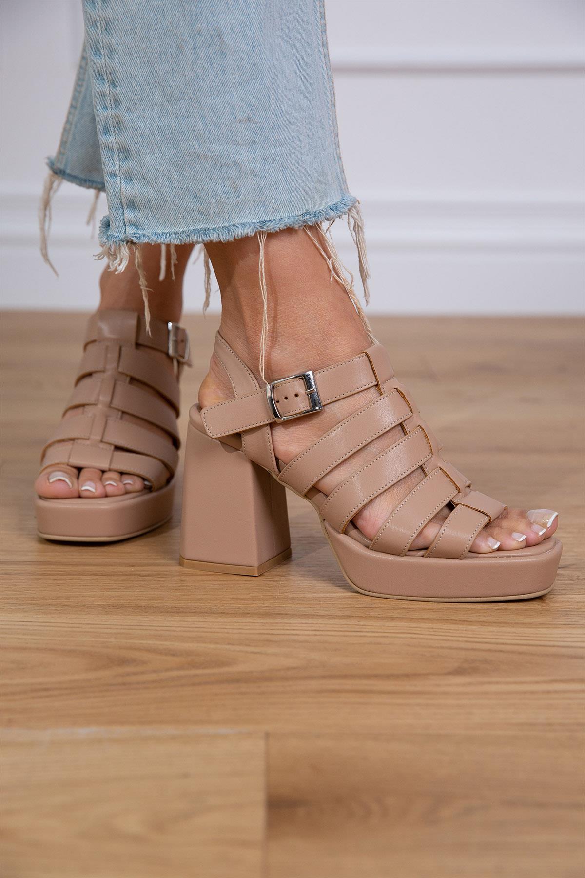 LEXA TEN DERİ SANDALET TEN