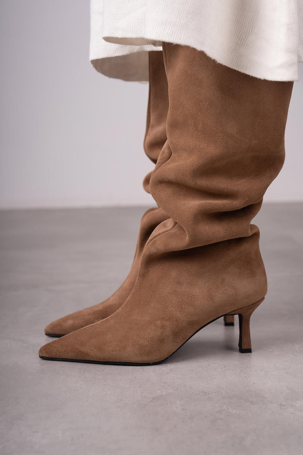 LİZA AÇIK KAHVE SÜET ÇİZME KAHVE