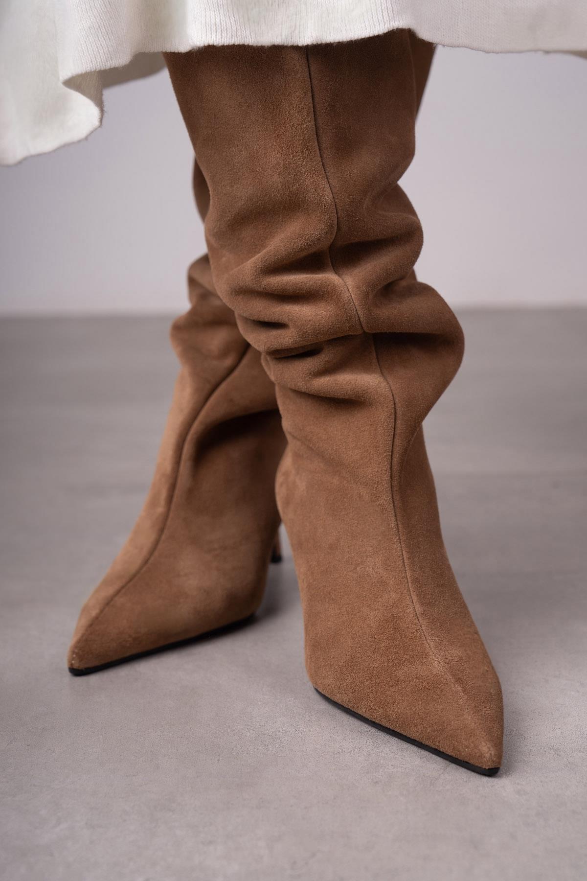 LİZA AÇIK KAHVE SÜET ÇİZME KAHVE