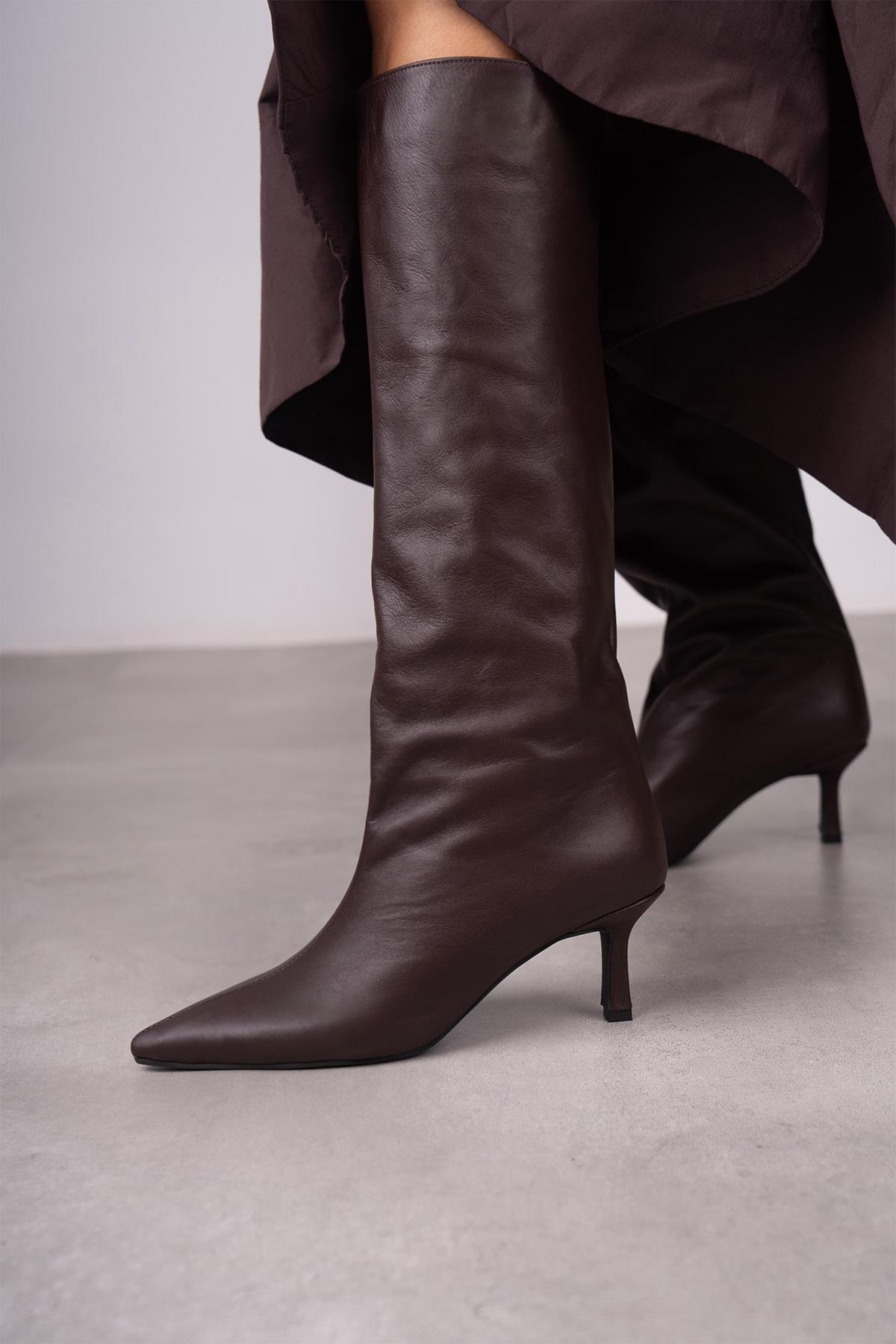 LİZA KAHVE DERİ ÇİZME KAHVE