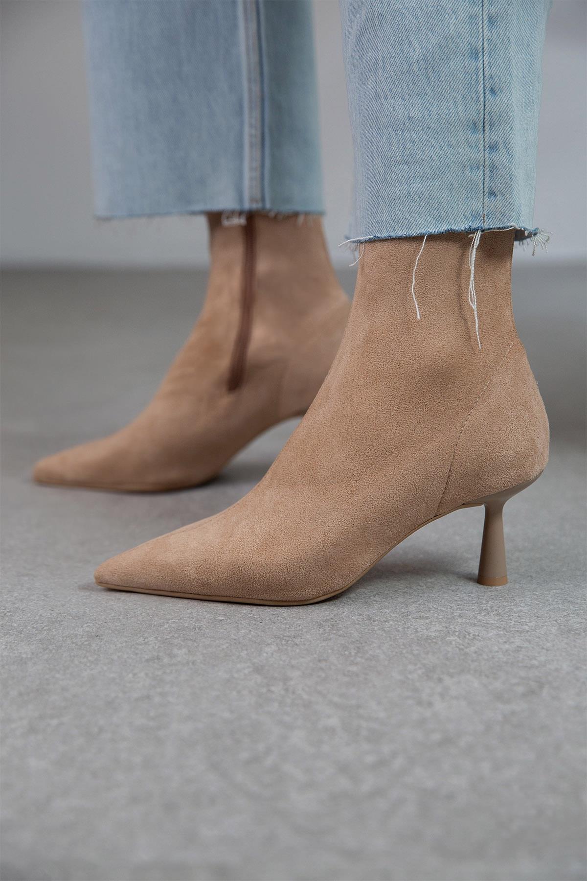 LOOK STREÇ BEJ SÜET BOT BEJ