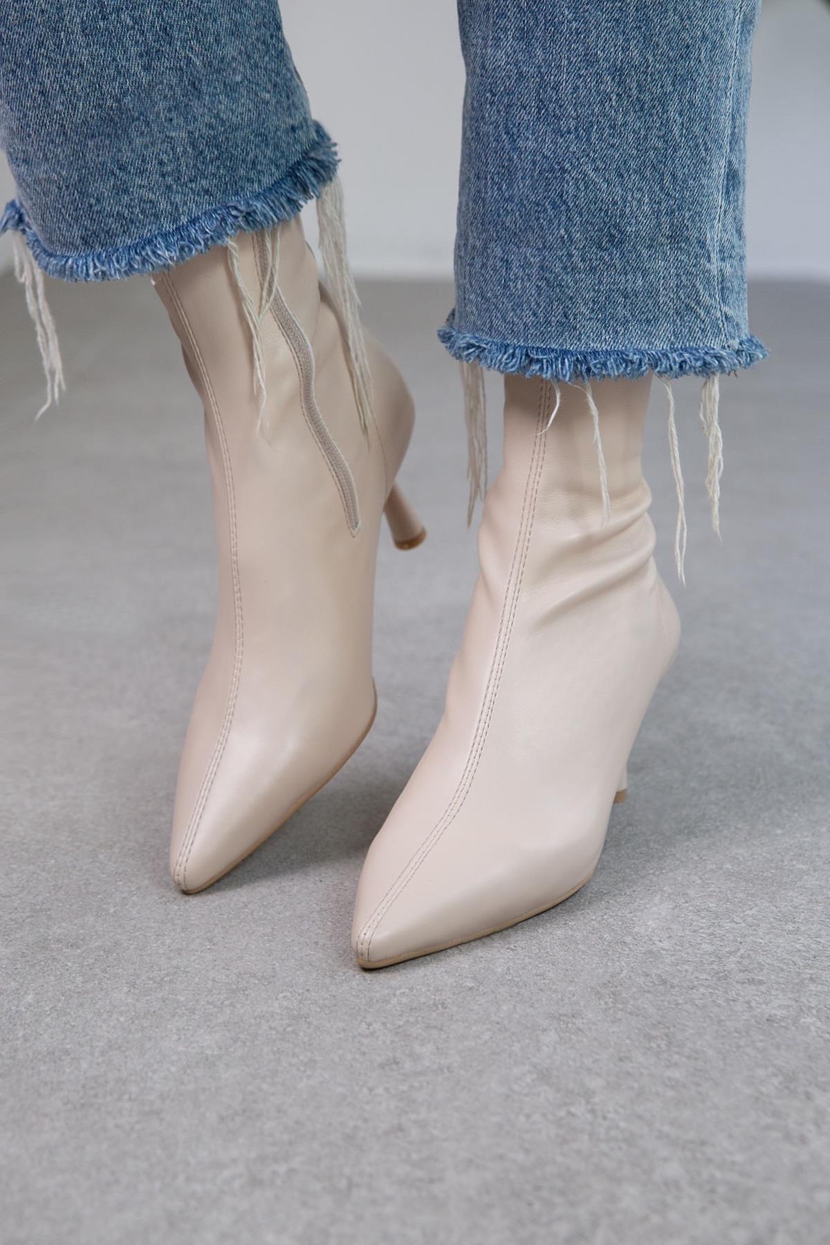 LOOK STREÇ EKRU DERİ BOT EKRU