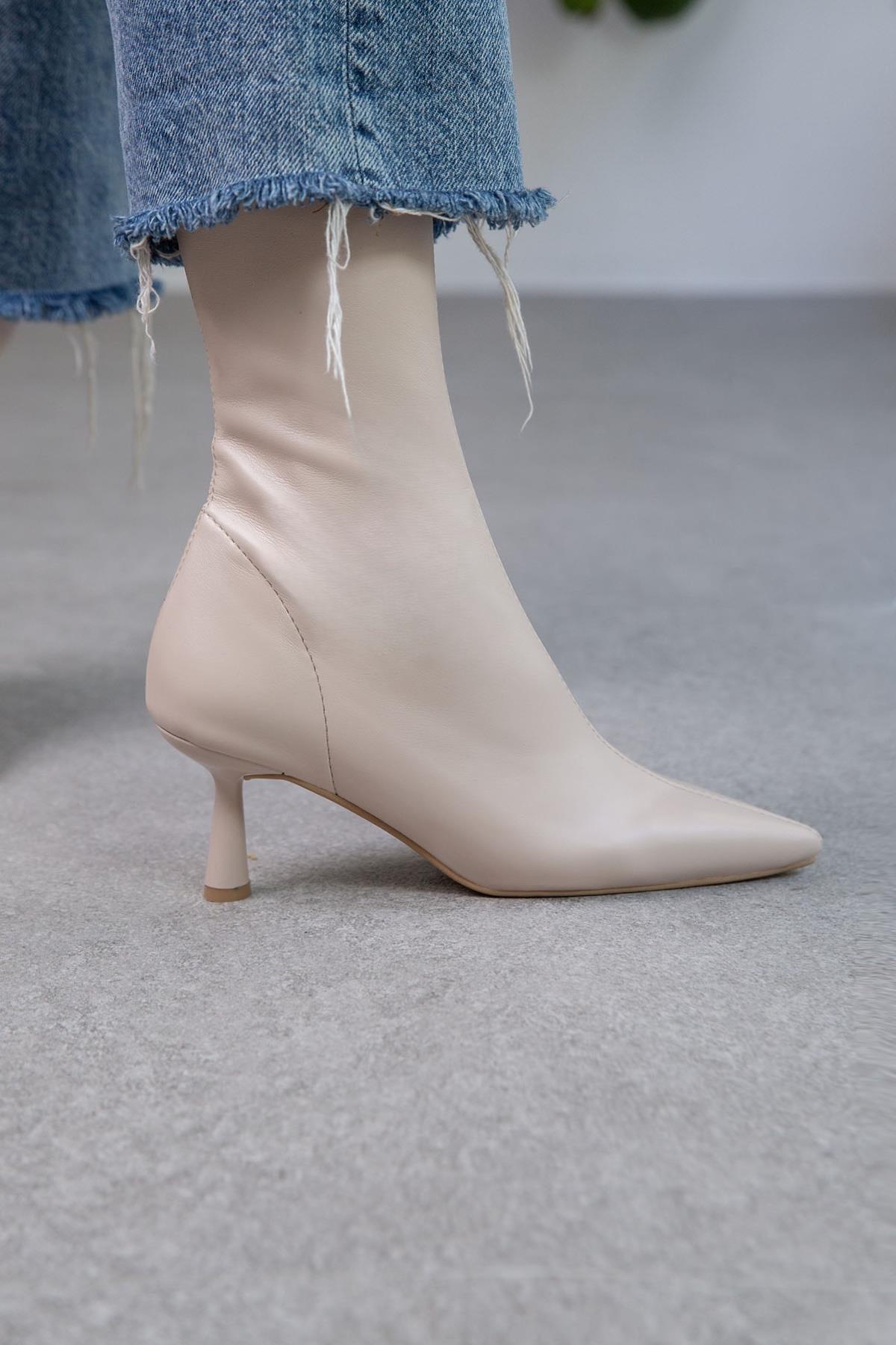 LOOK STREÇ EKRU DERİ BOT EKRU