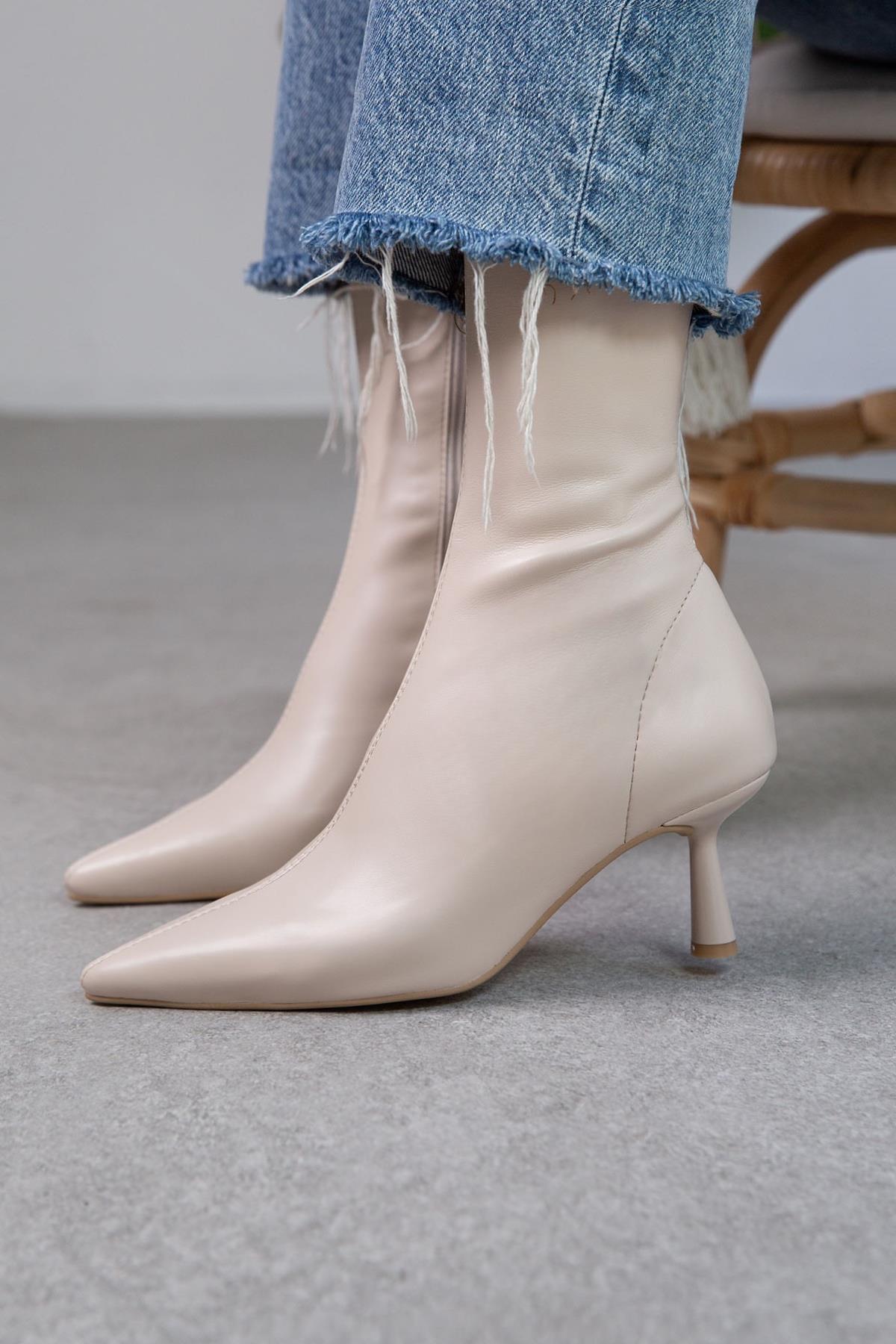 LOOK STREÇ EKRU DERİ BOT EKRU