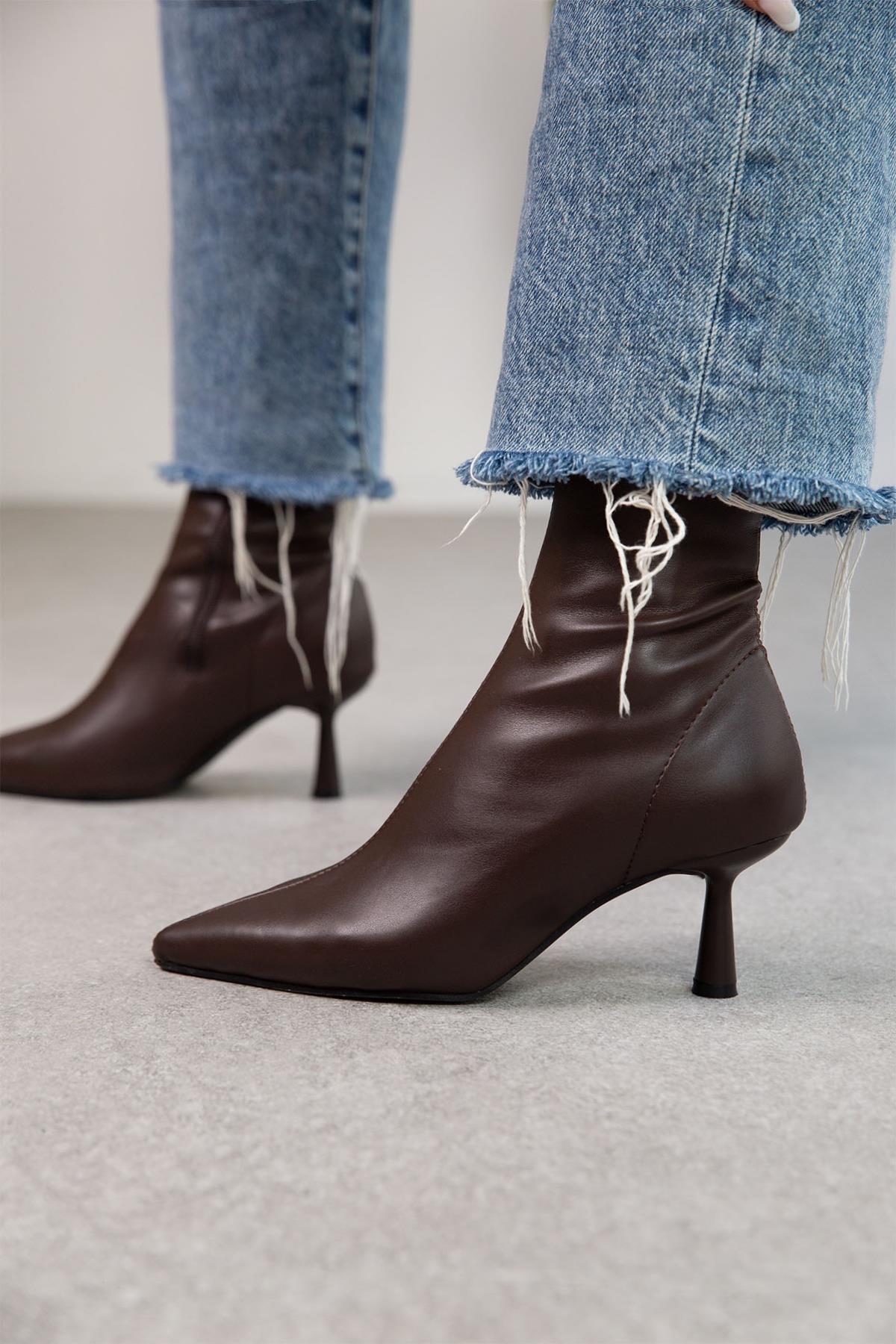 LOOK STREÇ KAHVE DERİ BOT KAHVE