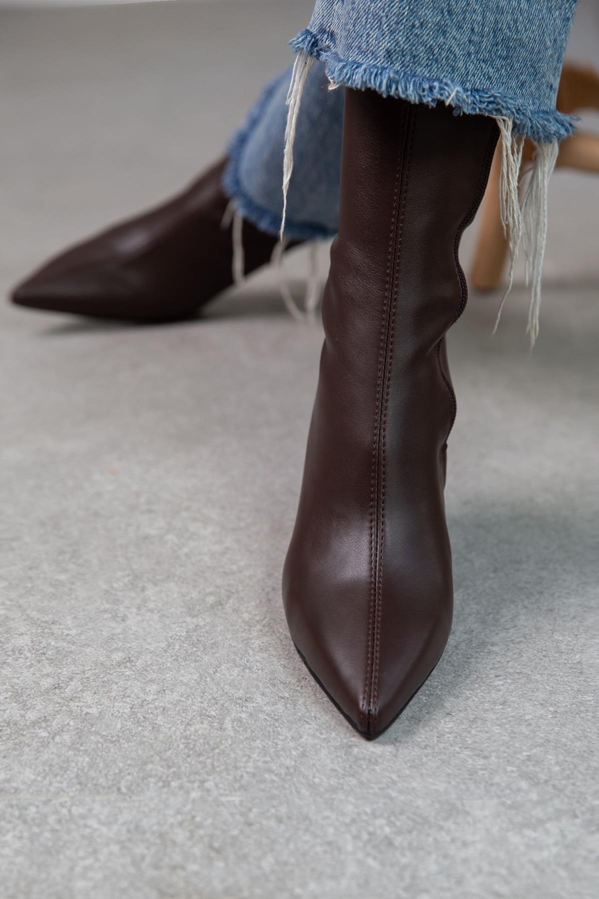 LOOK STREÇ KAHVE DERİ BOT KAHVE