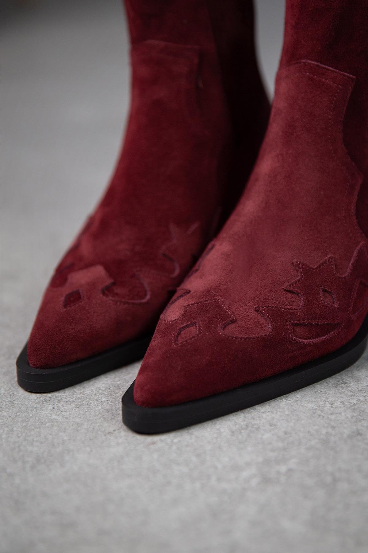 LUİS BORDO SÜET KOVBOY bordo