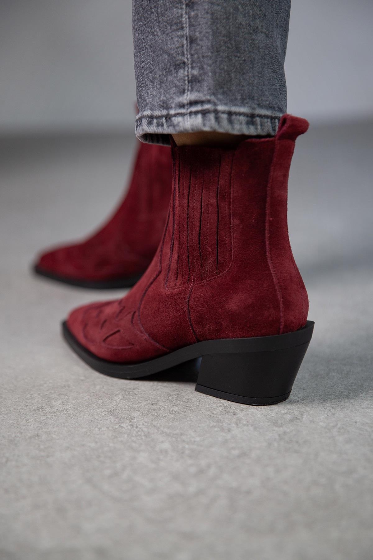 LUİS BORDO SÜET KOVBOY bordo