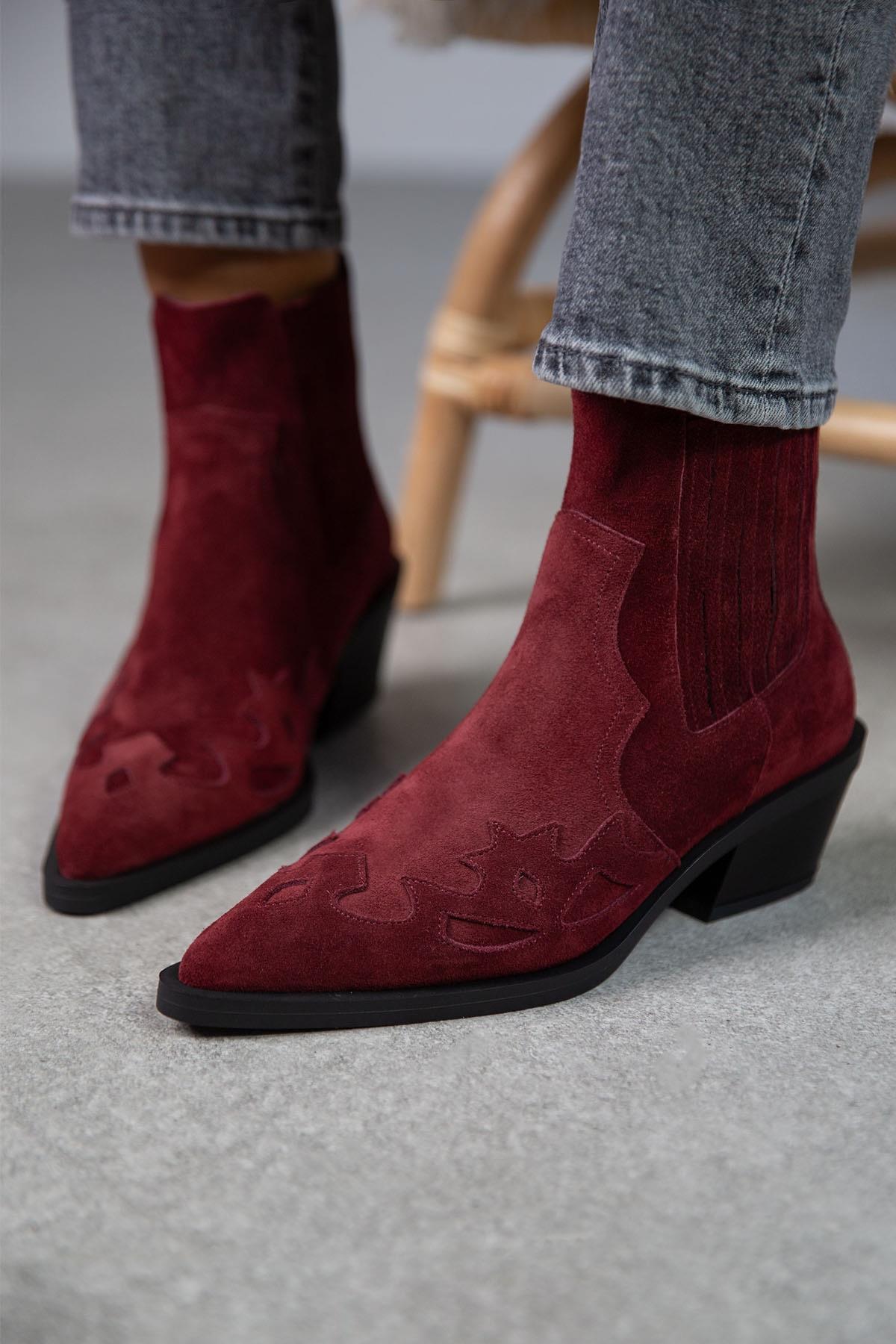 LUİS BORDO SÜET KOVBOY bordo