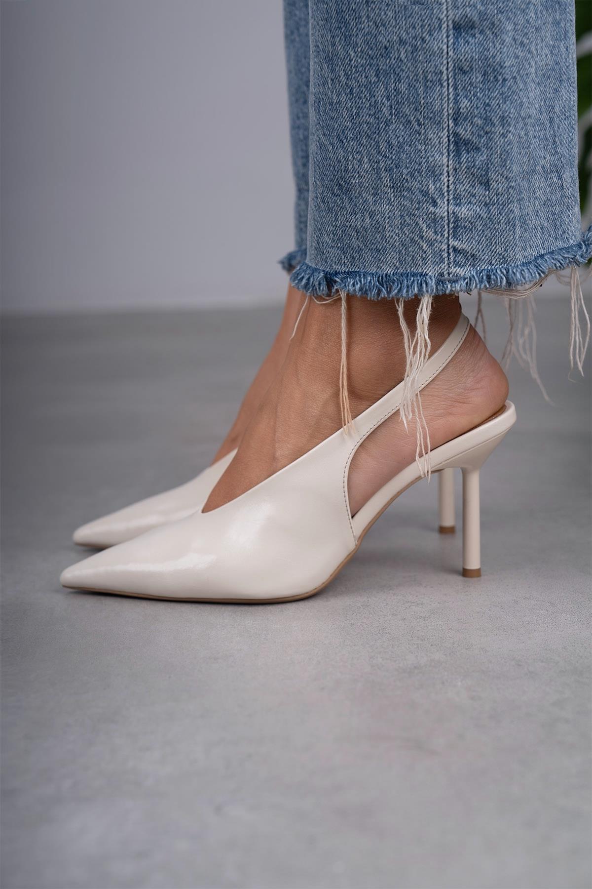 NATALİ EKRU DERİ AYAKKABI EKRU