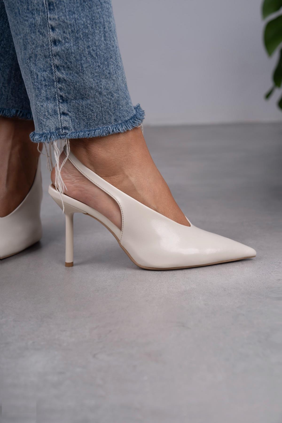 NATALİ EKRU DERİ AYAKKABI EKRU