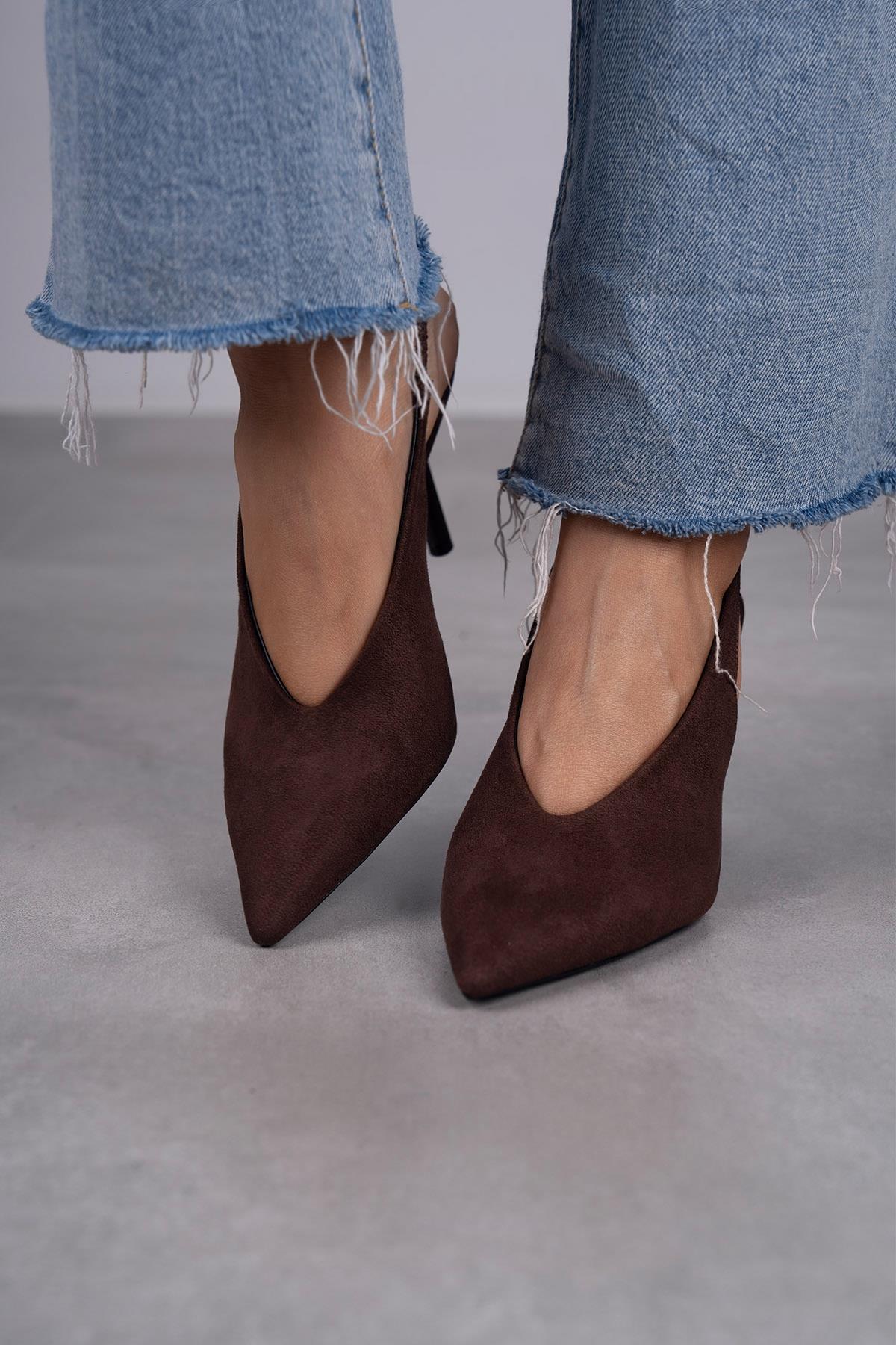 NATALİ KOYU KAHVE SÜET AYAKKABI KAHVE