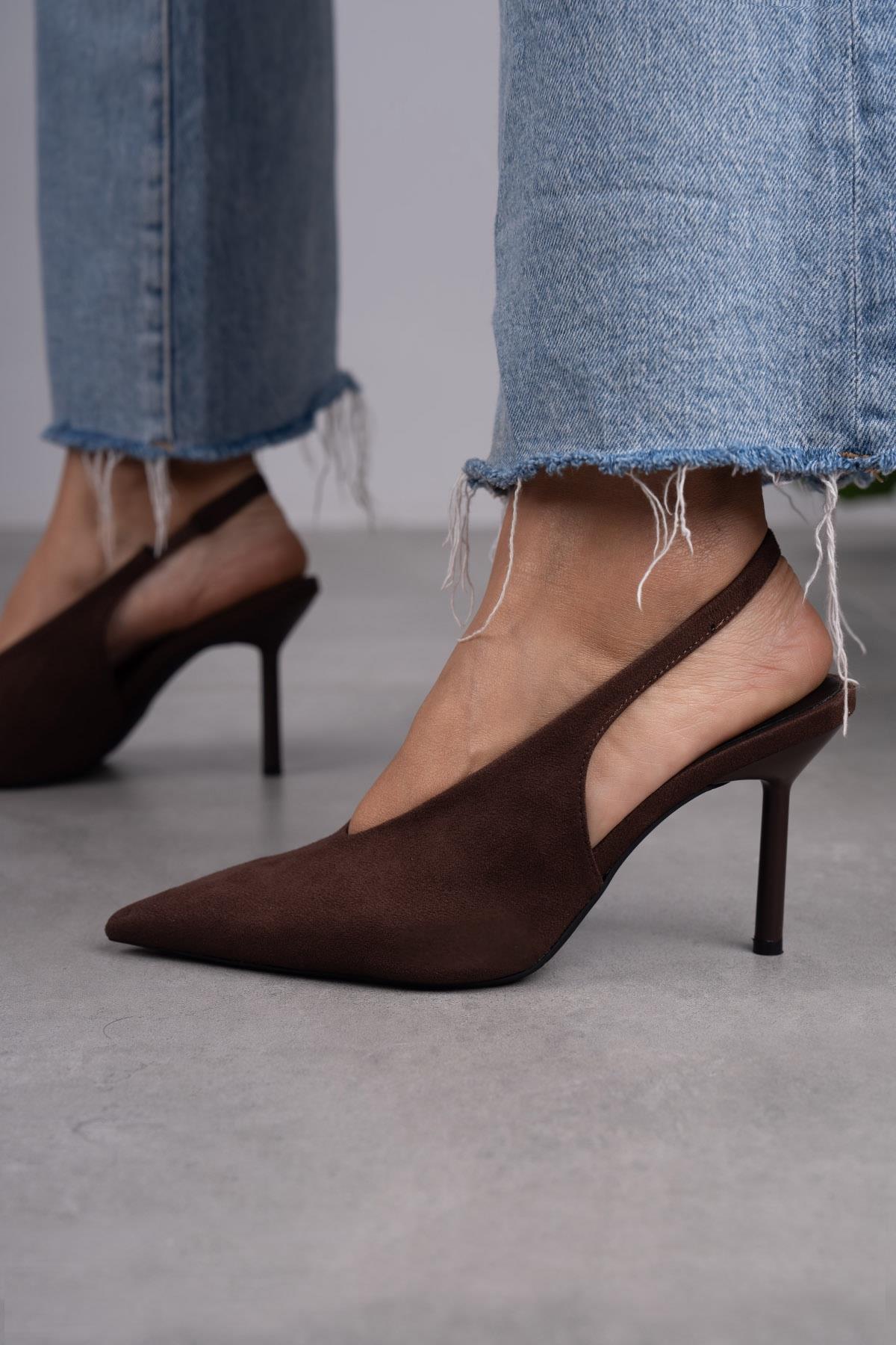 NATALİ KOYU KAHVE SÜET AYAKKABI KAHVE