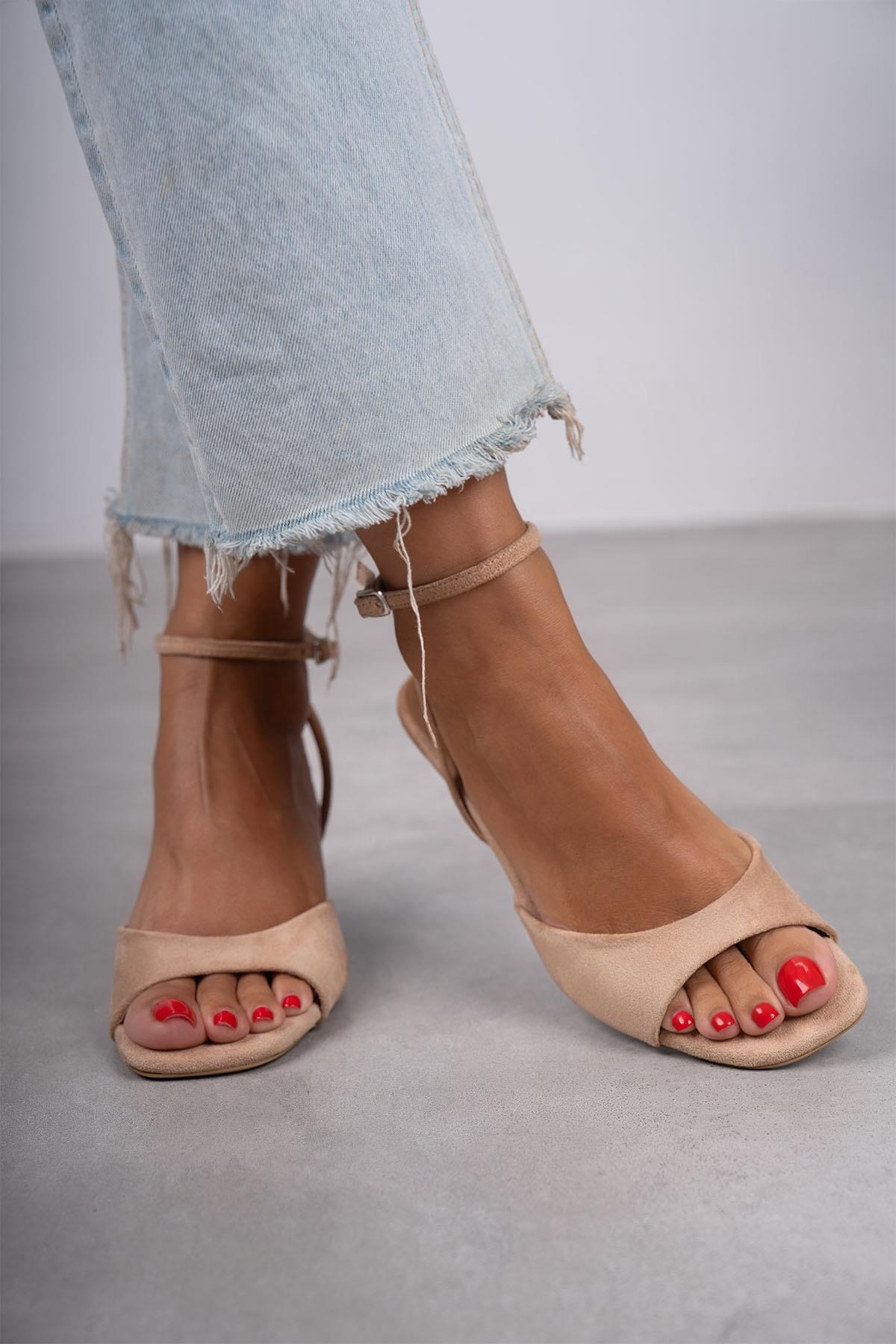 NİCE BEJ SÜET SANDALET BEJ SÜET