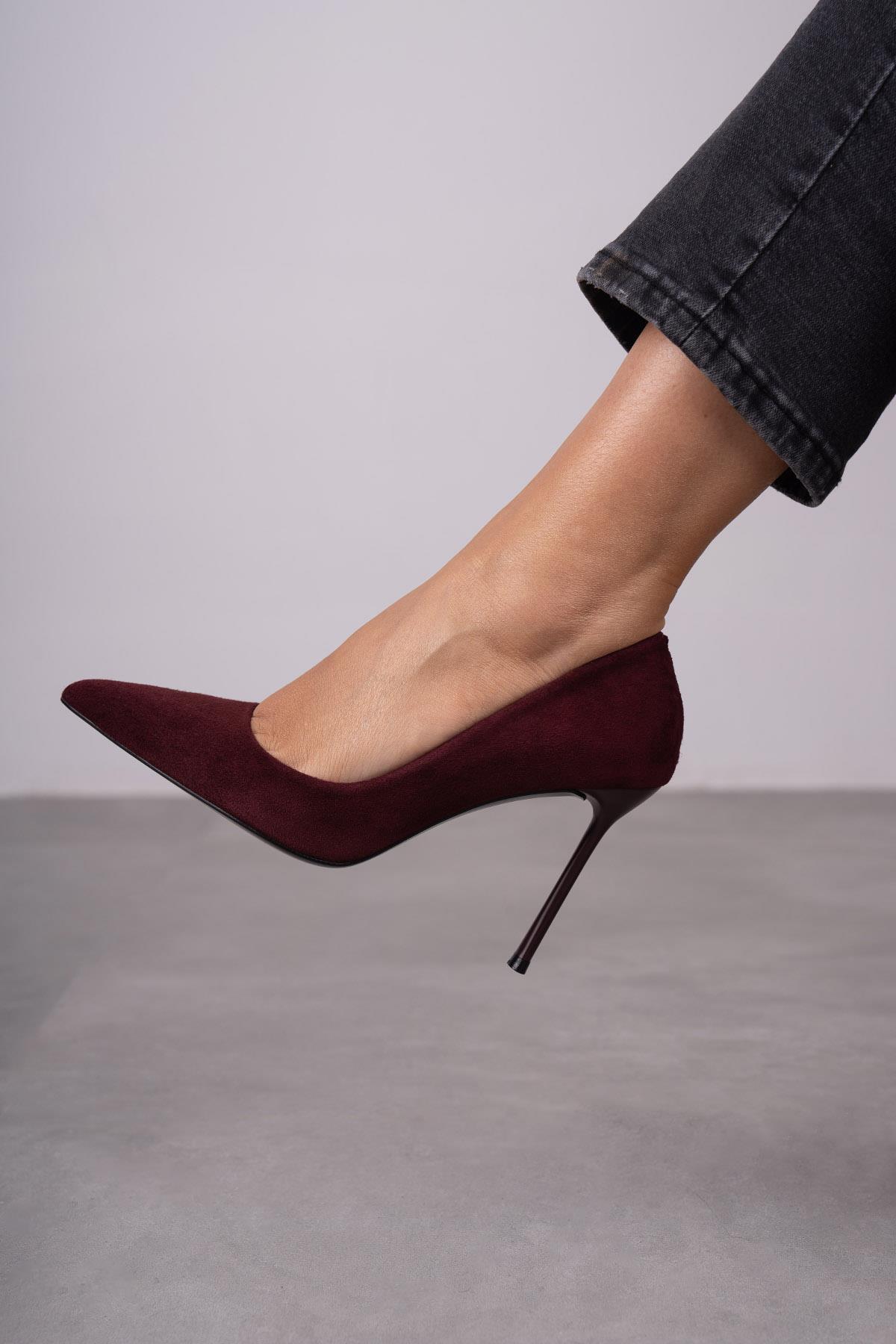 QUEEN BORDO SÜET STİLETTO bordo